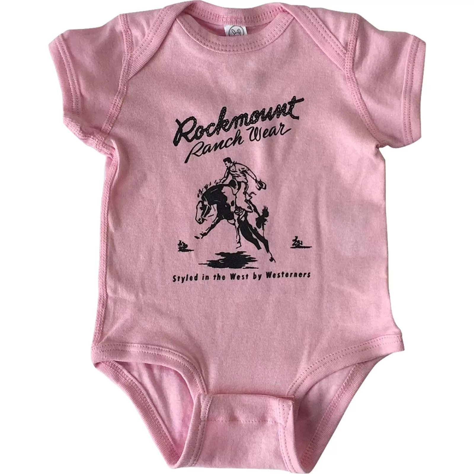 Rockmount Baby Pink Bronc 100% Cotton Western Onesie Outlet