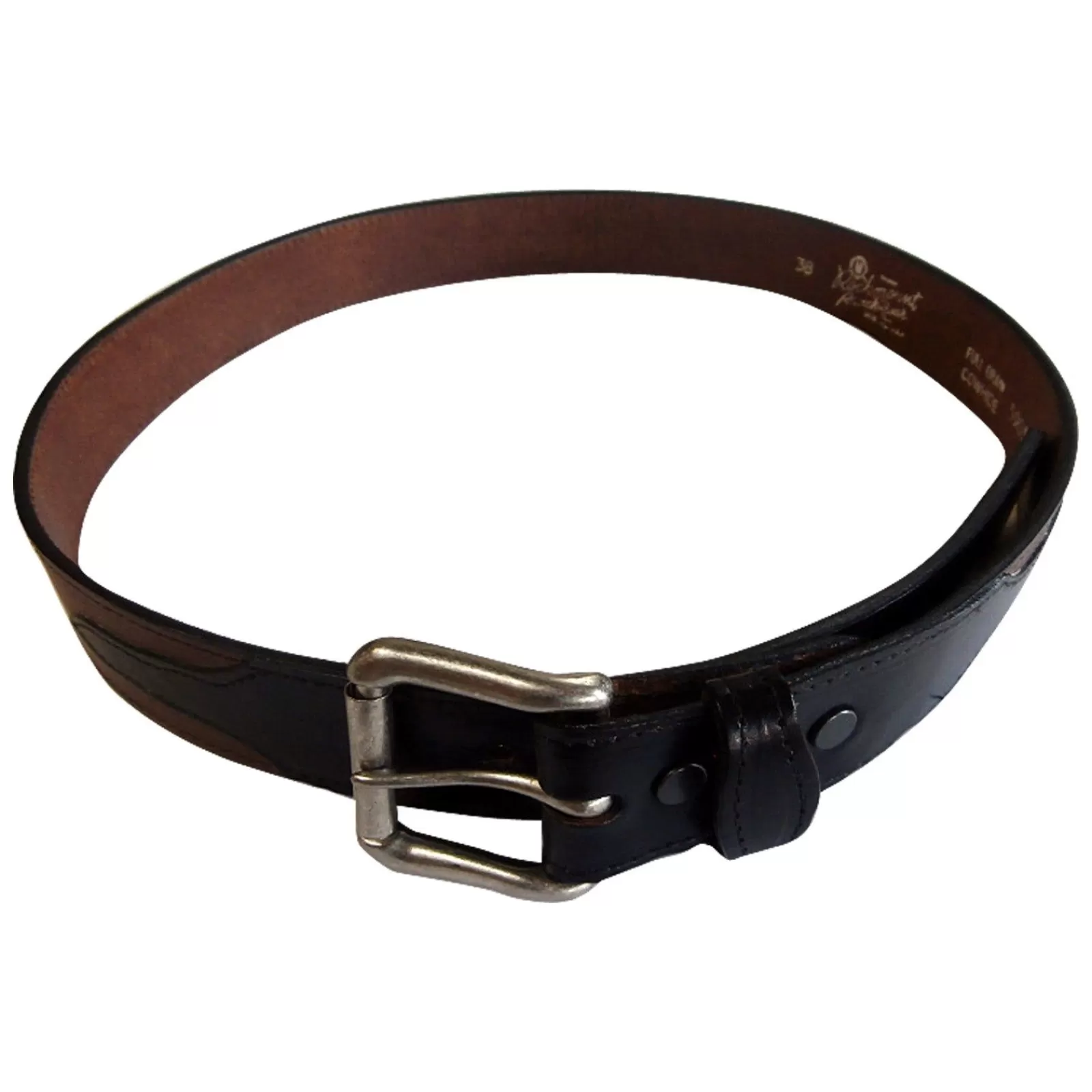 Rockmount Black Genuine Leather Western Belt With Tan Billets Sale