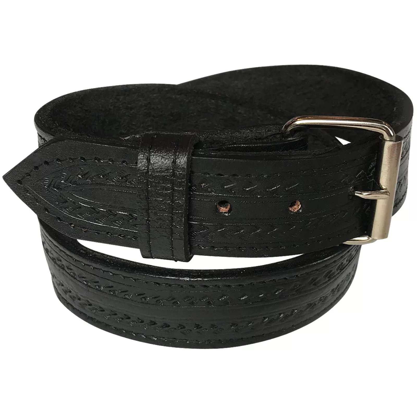 Rockmount Black Tooled Check Pattern Genuine Leather Western Belt Best Sale