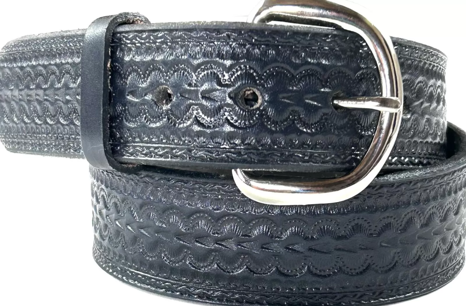 Rockmount Black Tooled Scalloped Genuine Leather Western Belt Sale