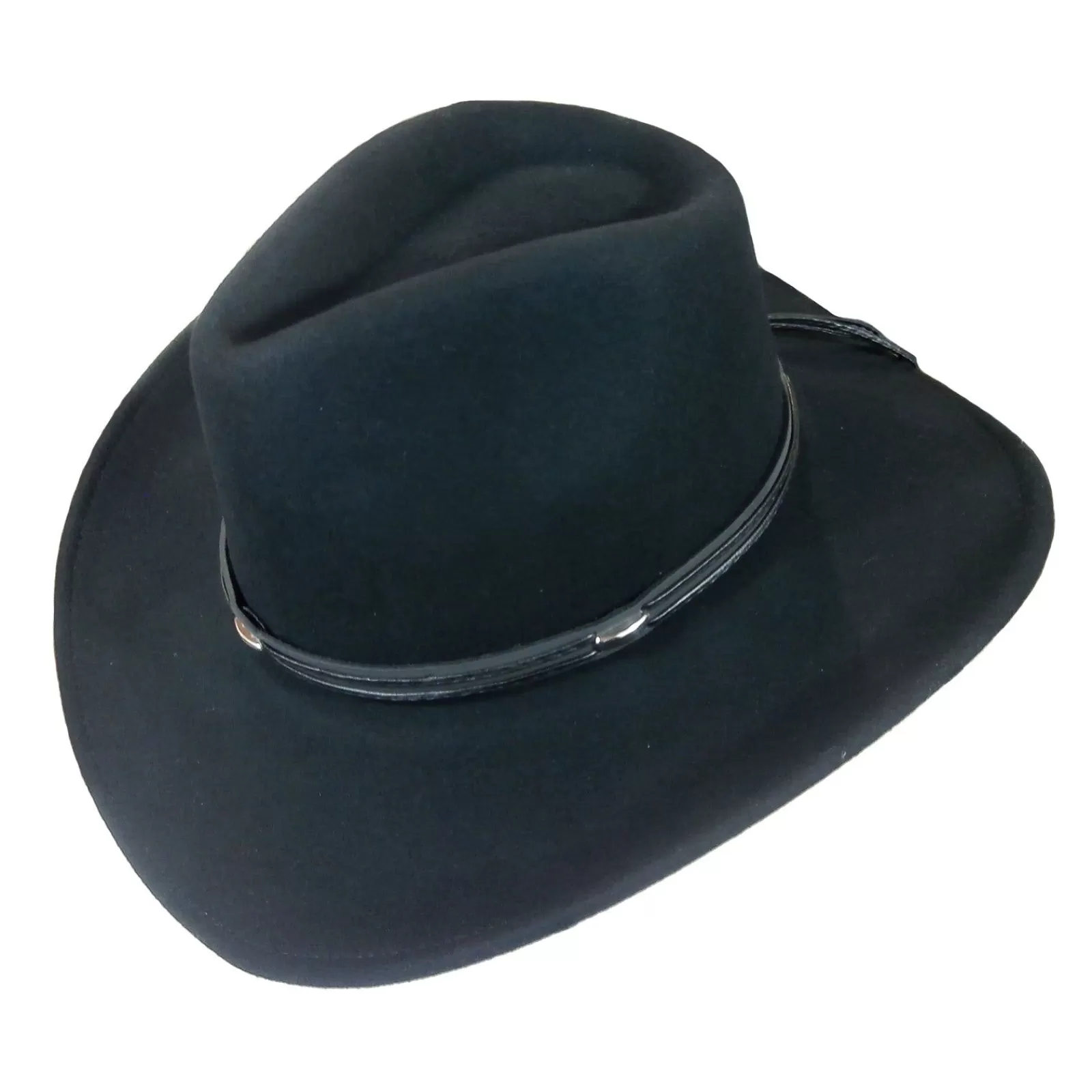 Rockmount Black Wool Felt Outback Hat With Faux Leather Band Clearance