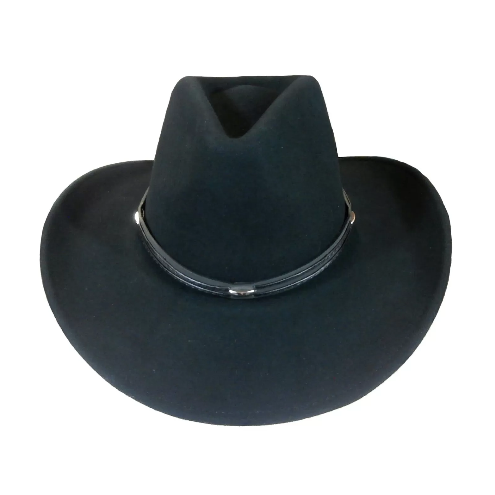 Rockmount Black Wool Felt Outback Hat With Faux Leather Band Clearance