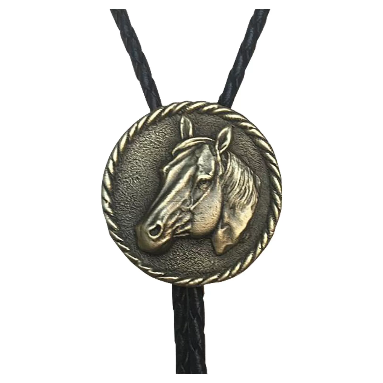 Rockmount Brass Horsehead Western Bolo Tie Fashion