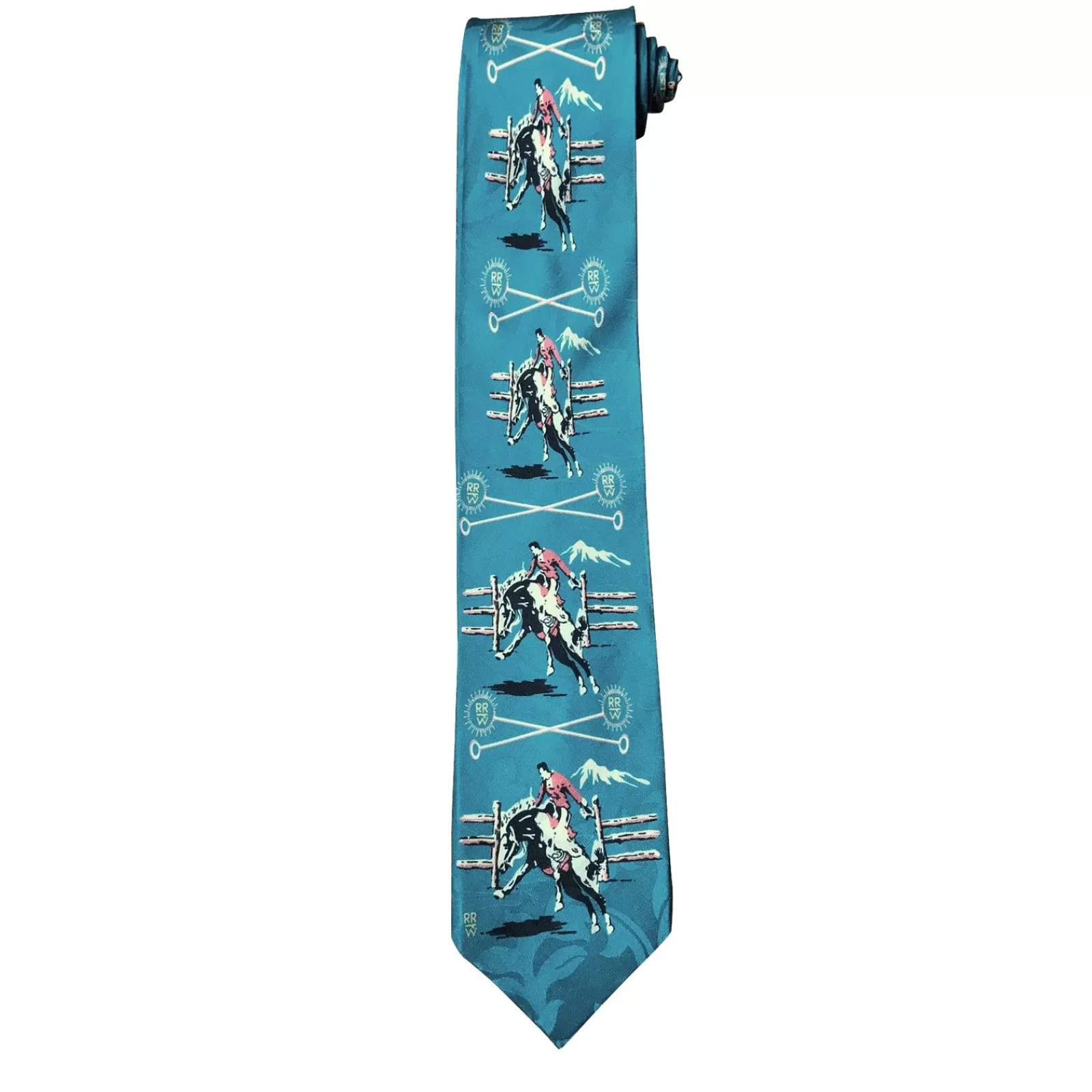 Rockmount Broncs & Brands Blue Western Silk Tie Flash Sale