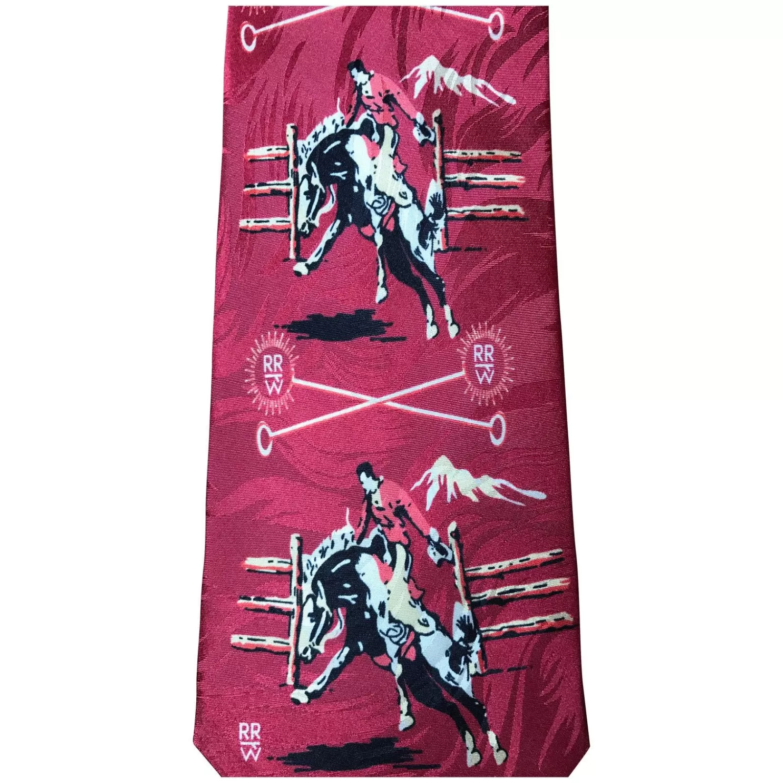 Rockmount Broncs & Brands Red Western Silk Tie Hot