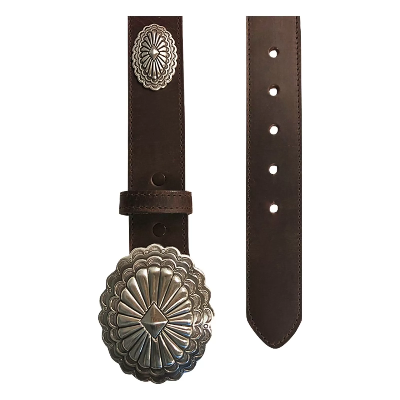 Rockmount Brown Genuine Leather Western Belt With Native Conchos Store