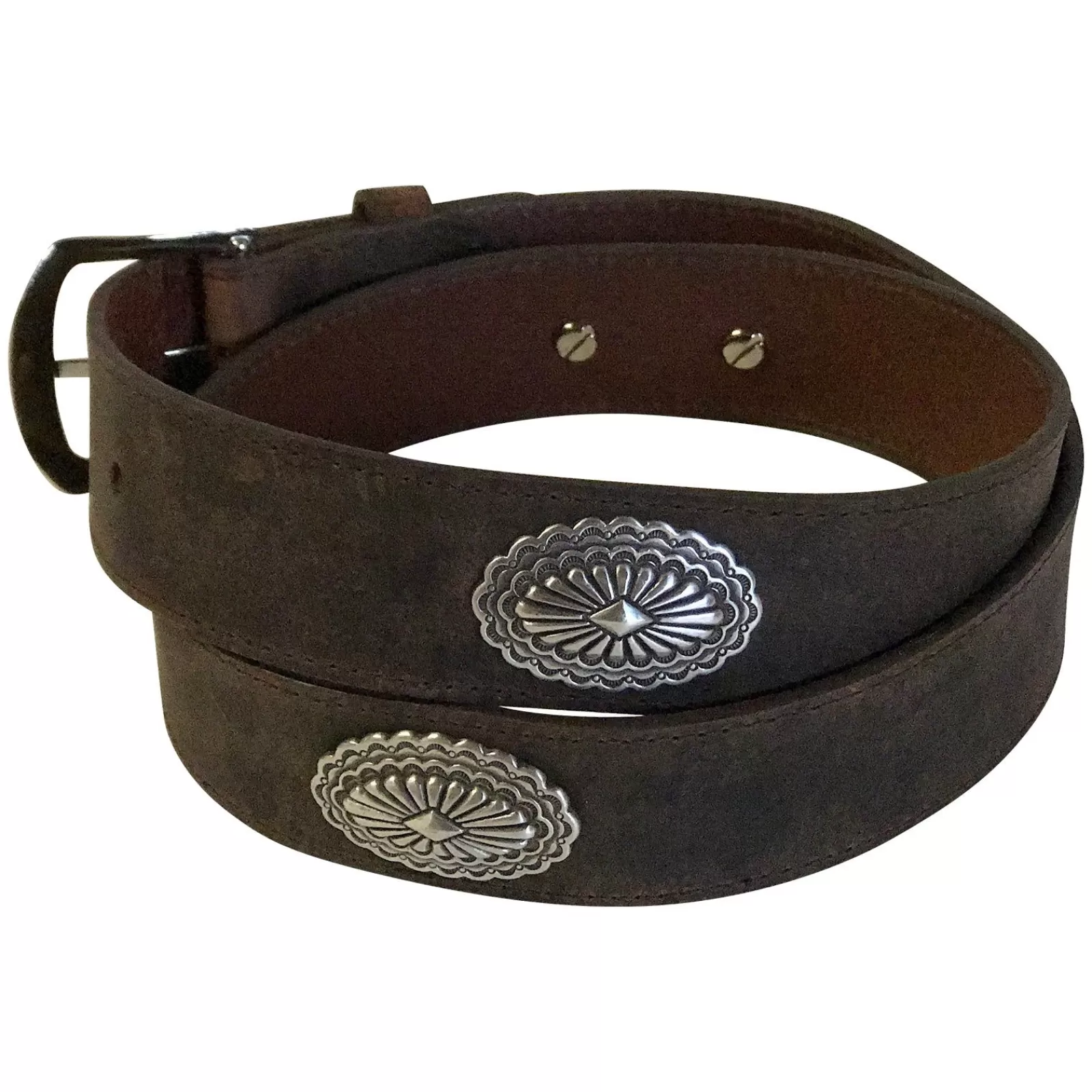 Rockmount Brown Genuine Leather Western Belt With Native Conchos Store