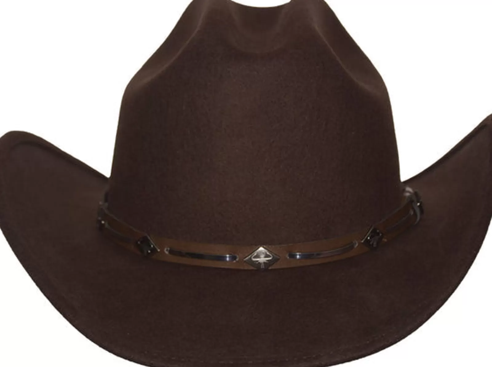 Rockmount Brown Wool Felt Western Cowboy Hat With Faux Leather Band Online
