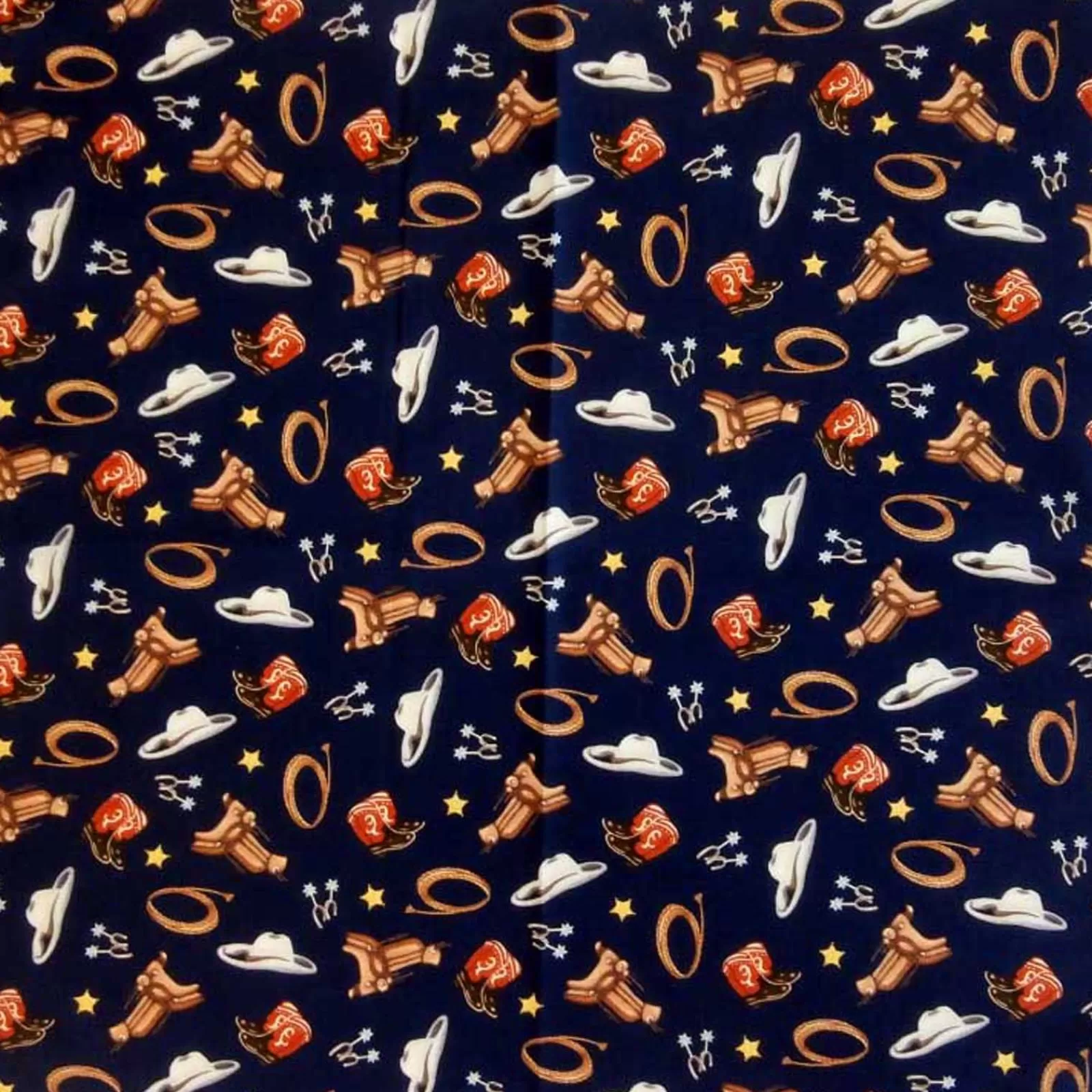 Rockmount Cowboy Hats, Boots & Saddle Print Western Cotton Bandana In Navy Shop