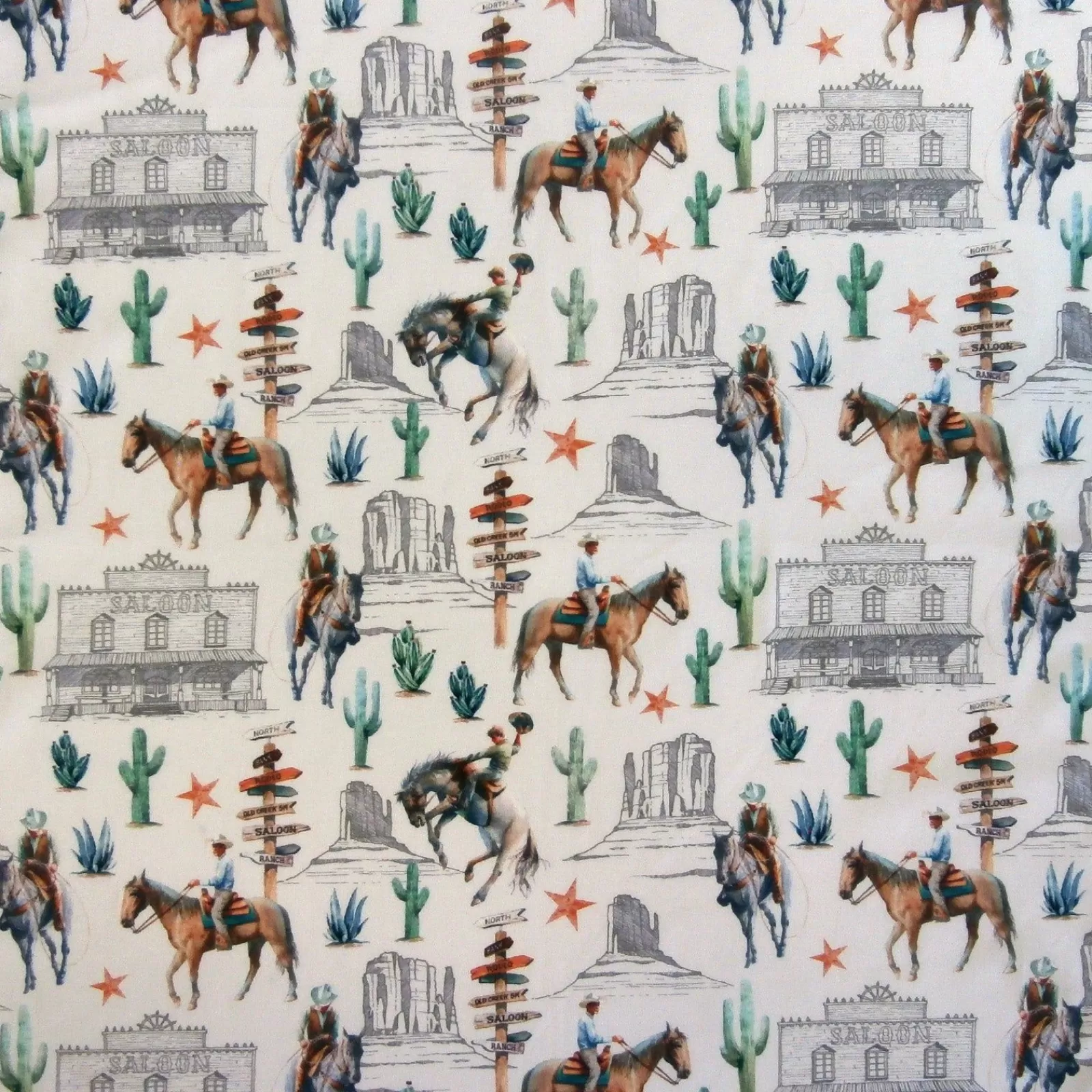 Rockmount Cowboy Riders & Cactus Western Cotton Bandana In Ivory Online