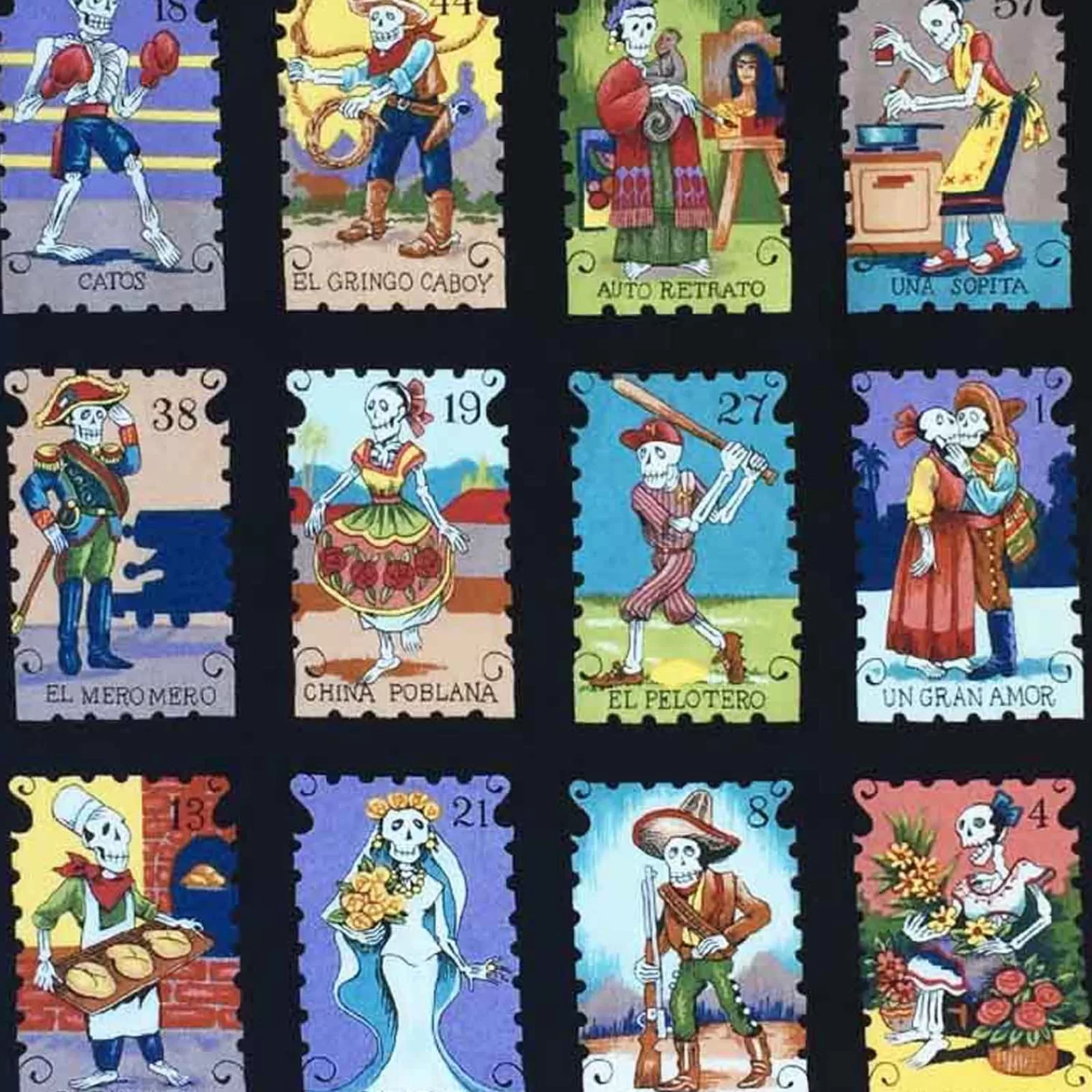 Rockmount Day Of The Dead Cards Western Cotton Bandana In Black Clearance