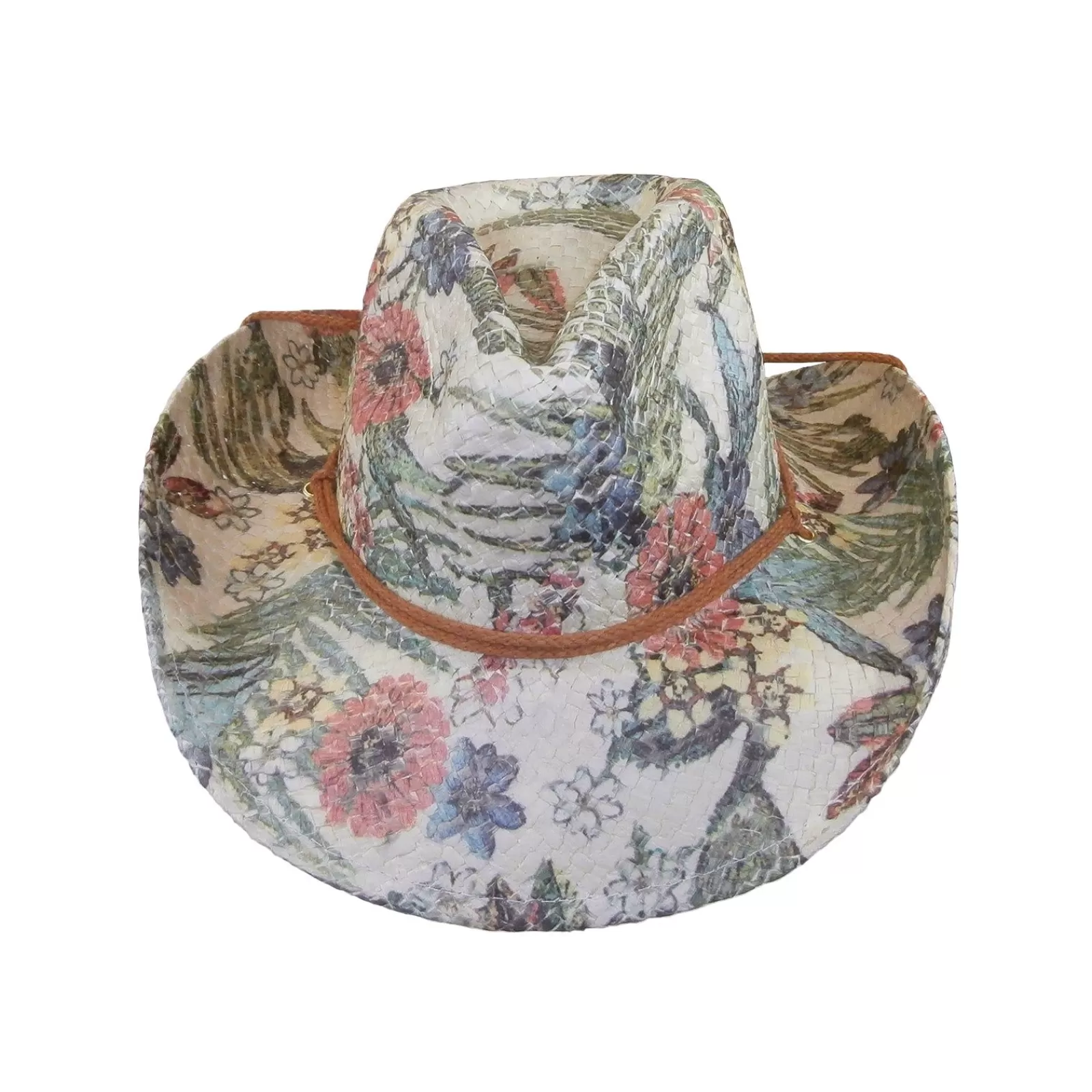 Rockmount Floral Pink Print Straw Western Cowgirl Hat Online