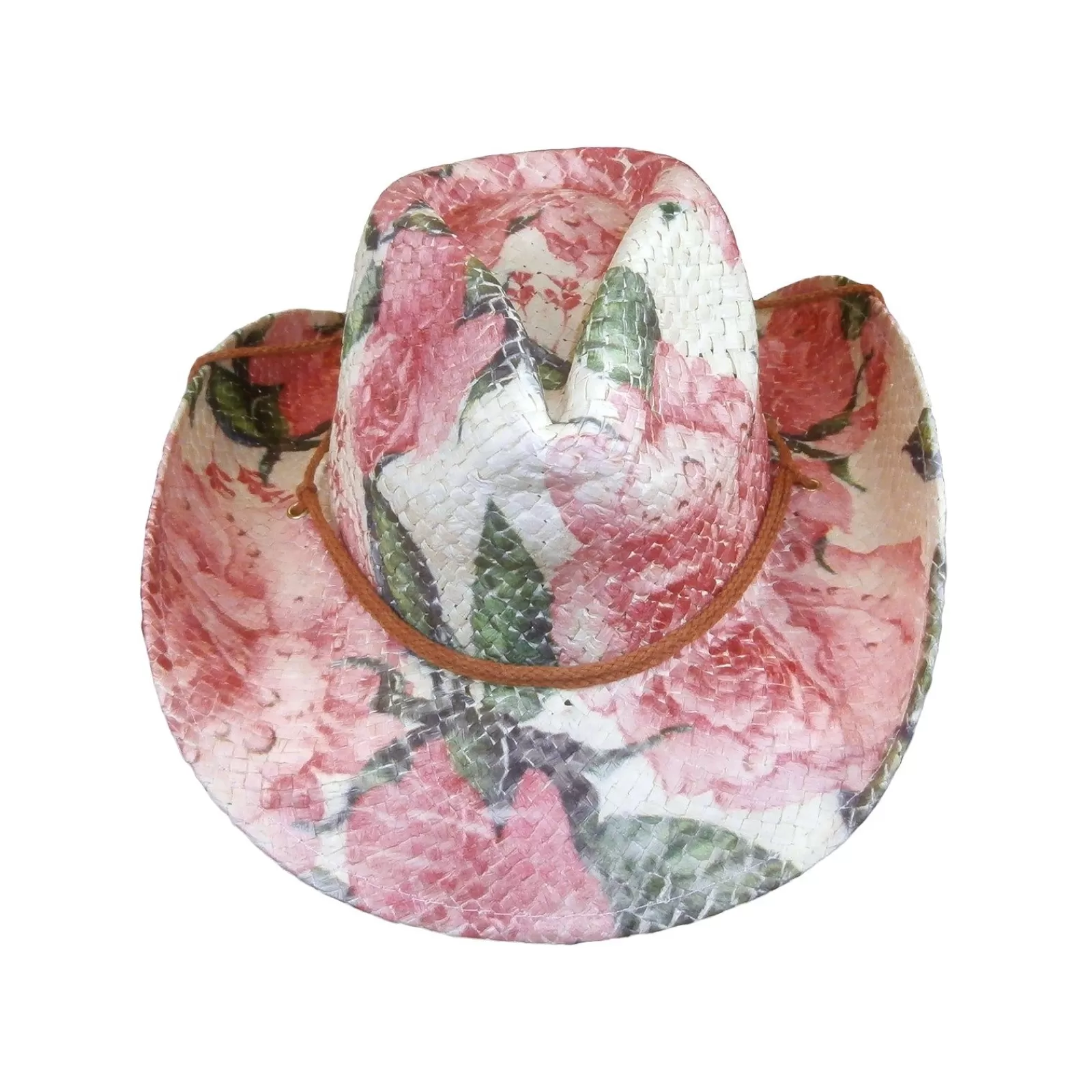 Rockmount Floral Red & Green Print Straw Western Cowgirl Hat Best Sale