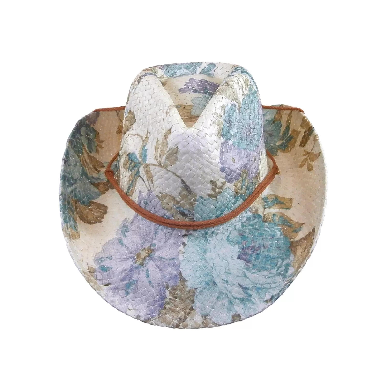 Rockmount Floral Violet & Green Print Straw Western Cowgirl Hat Cheap