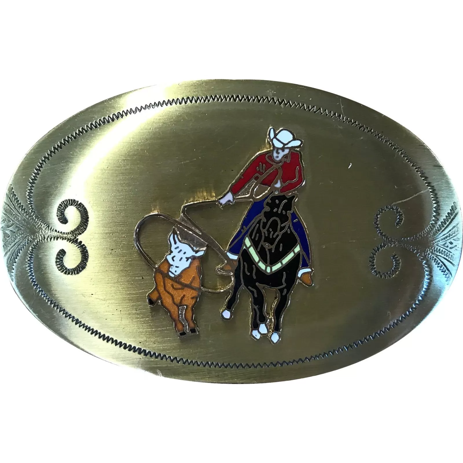 Rockmount Genuine 1960S Vintage Brass Calf Roper Western Belt Buckle Best Sale