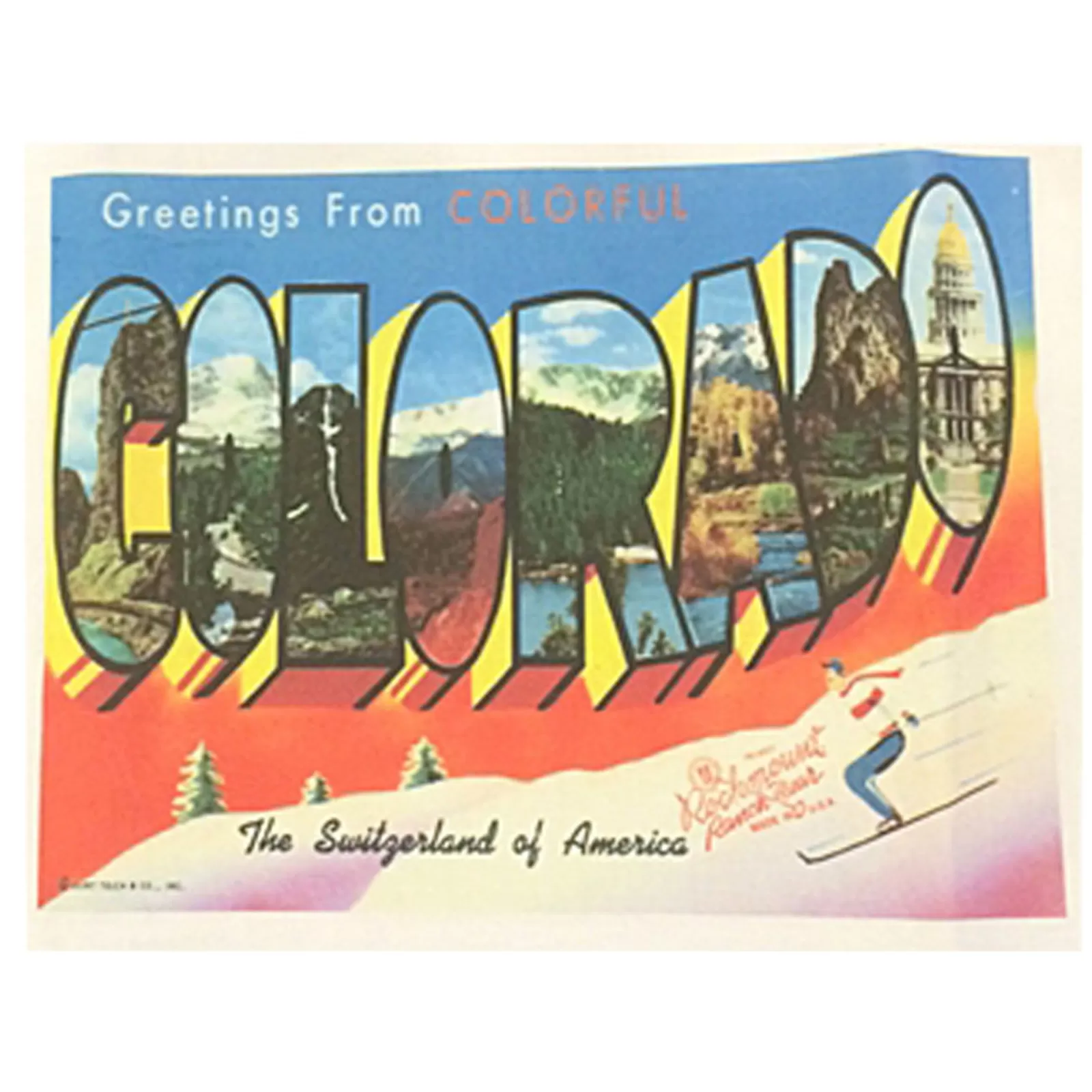Rockmount Greetings From Colorful Colorado Western Tea Towel New