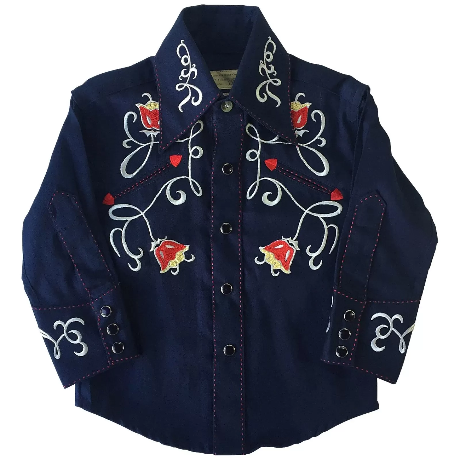 Rockmount Kid'S Art Deco Floral Embroidery Navy Western Shirt Fashion