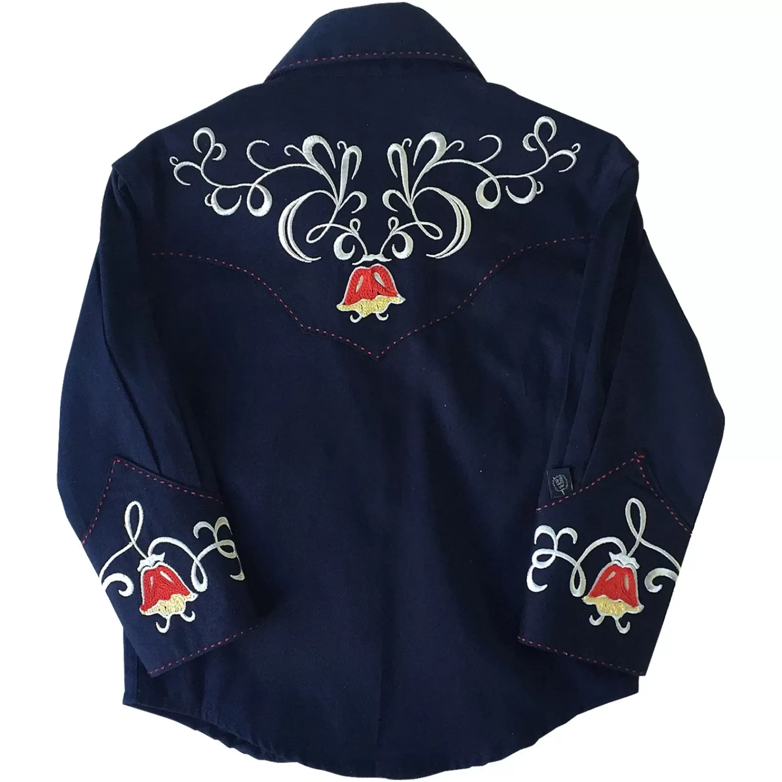 Rockmount Kid'S Art Deco Floral Embroidery Navy Western Shirt Fashion