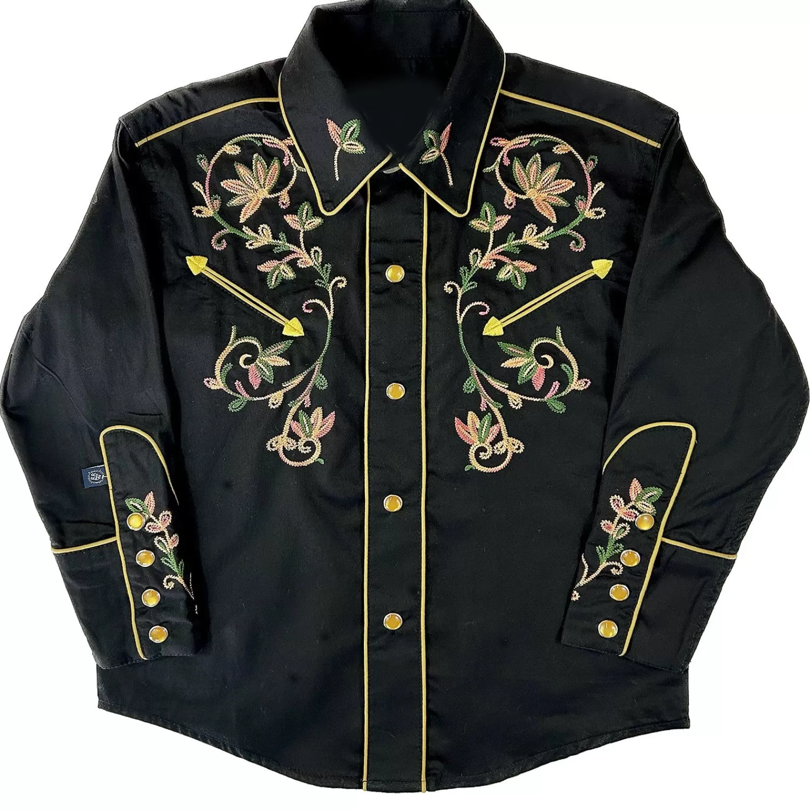 Rockmount Kid'S Black Vintage Variegated Floral Embroidery Outlet