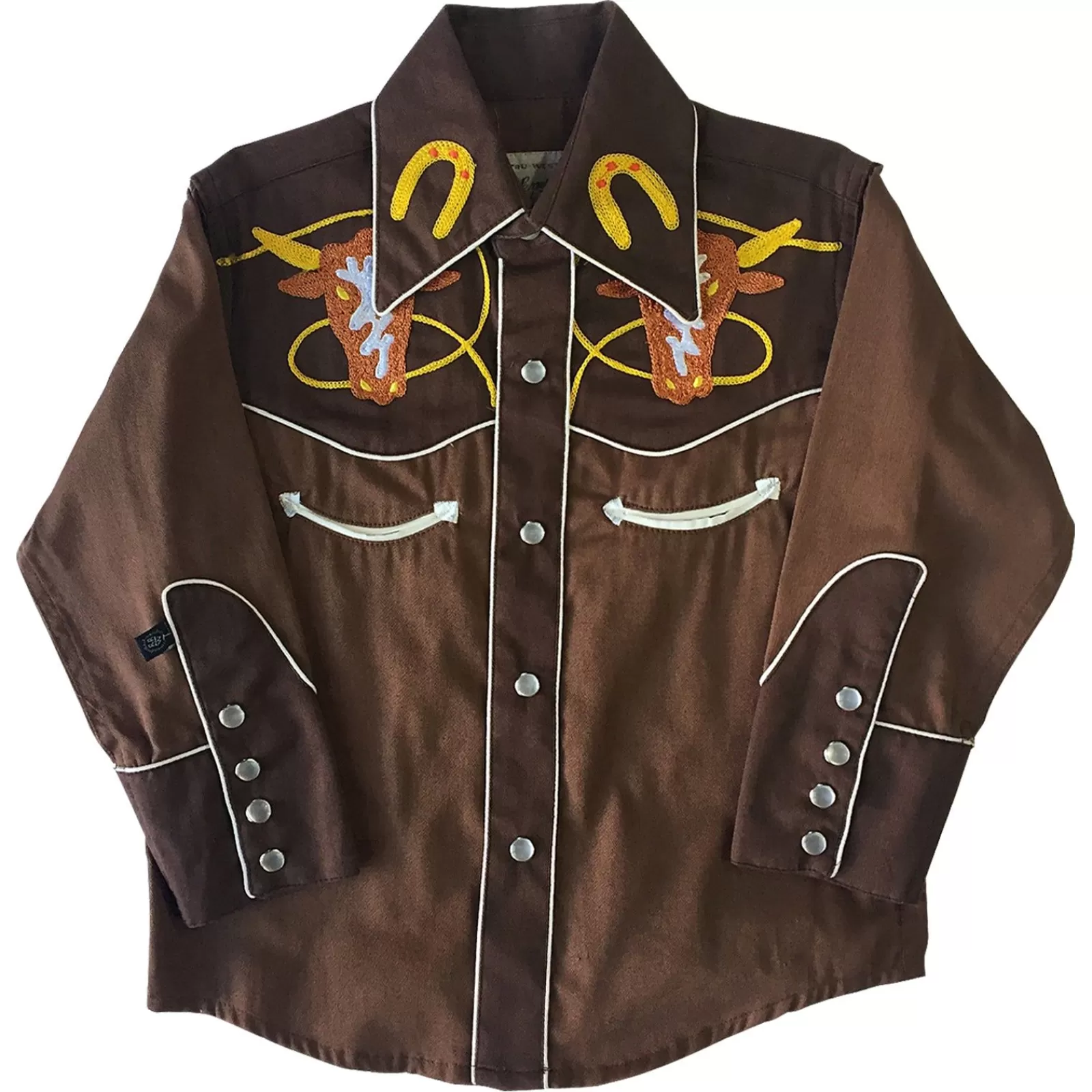 Rockmount Kid'S Embroidered 2-Tone Steer Western Shirt In Brown Store