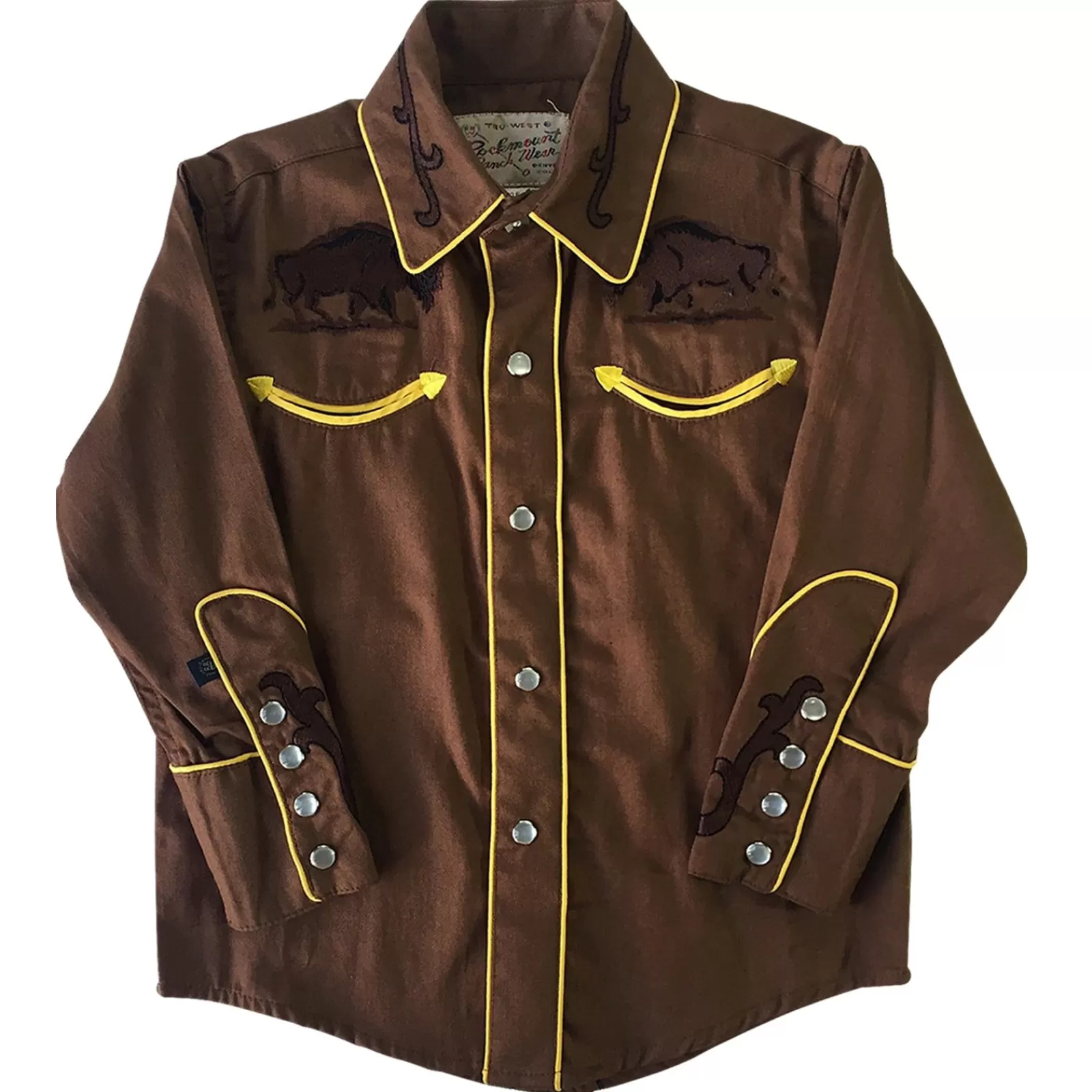 Rockmount Kid'S Embroidered Bison Western Shirt In Cocoa Brown Shop