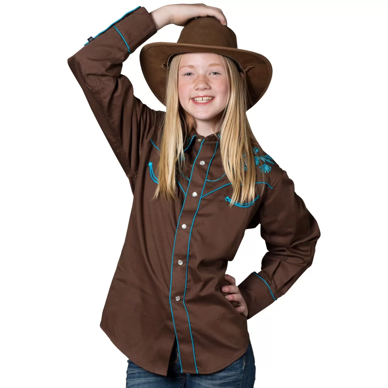 Rockmount Kid'S Embroidered Floral Western Shirt In Brown Hot