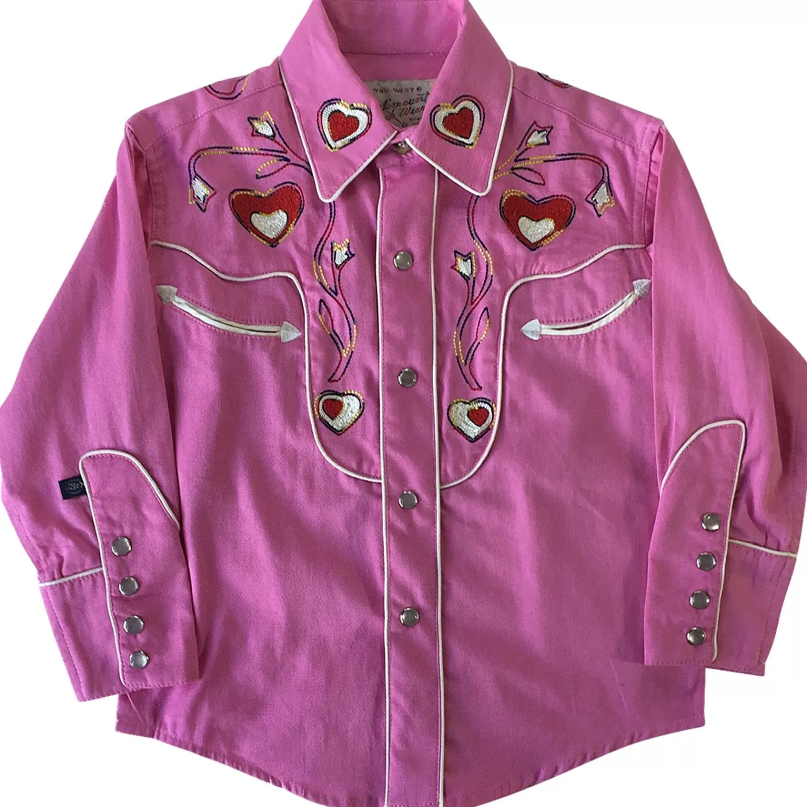 Rockmount Kid'S Embroidered Hearts & Floral Pink Western Shirt Fashion