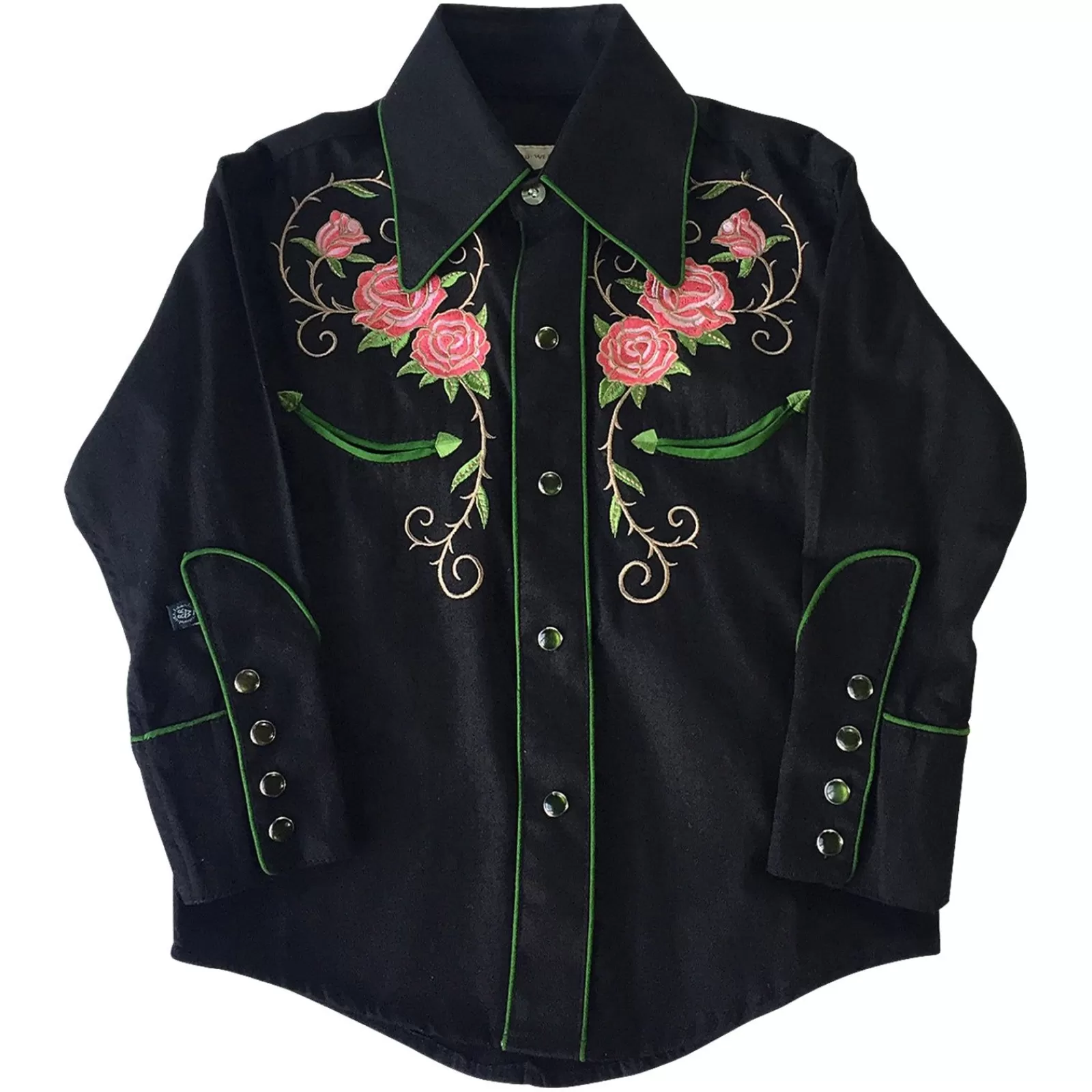Rockmount Kid'S Embroidered Longhorn & Floral Western Shirt In Black Cheap