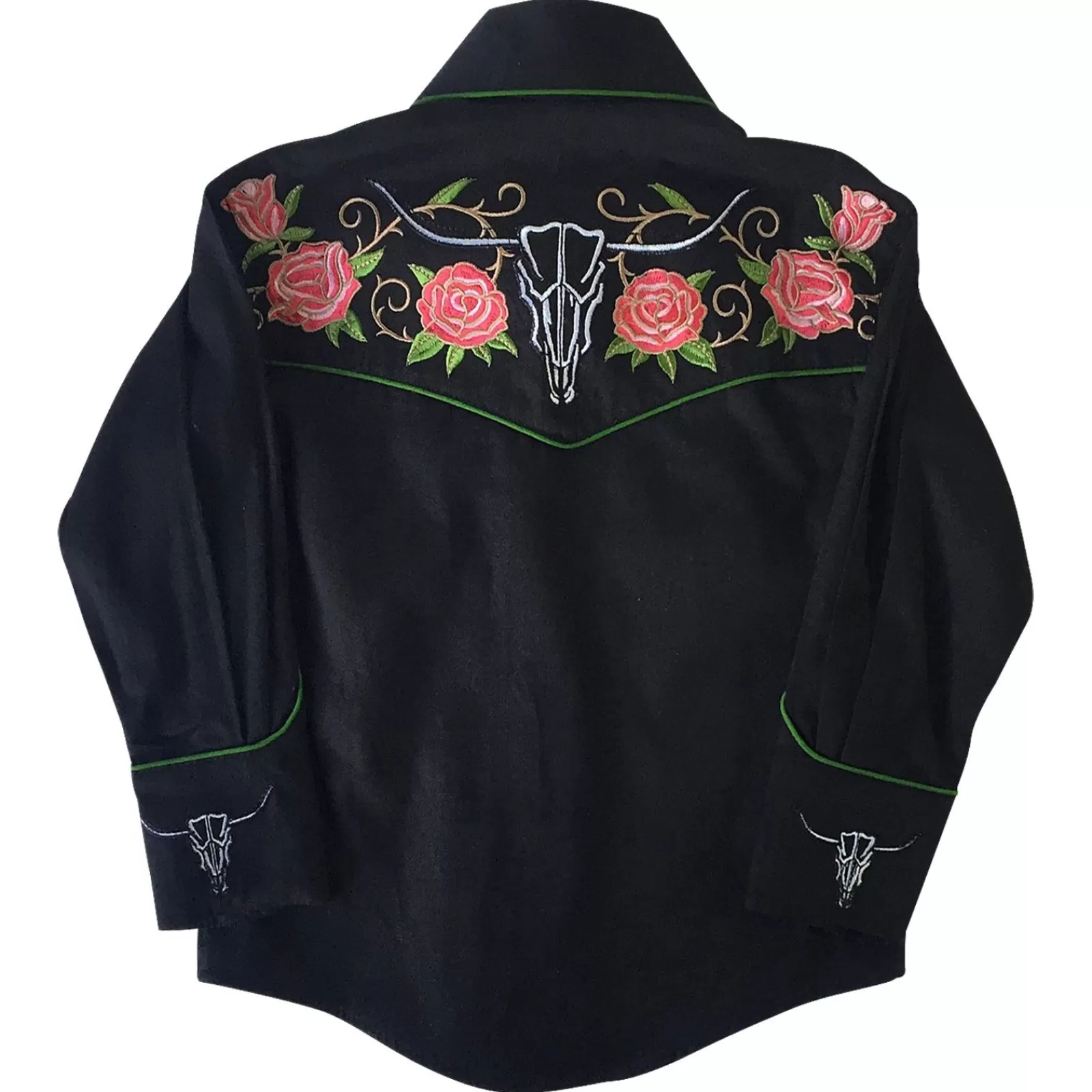 Rockmount Kid'S Embroidered Longhorn & Floral Western Shirt In Black Cheap