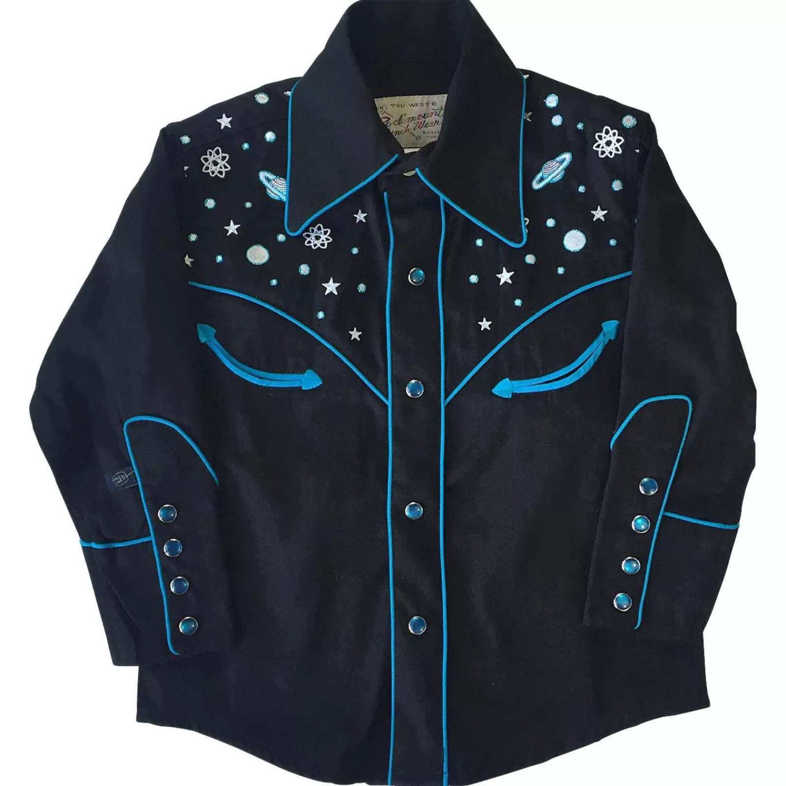 Rockmount Kid'S Embroidered Out Of This World Black Western Shirt Cheap