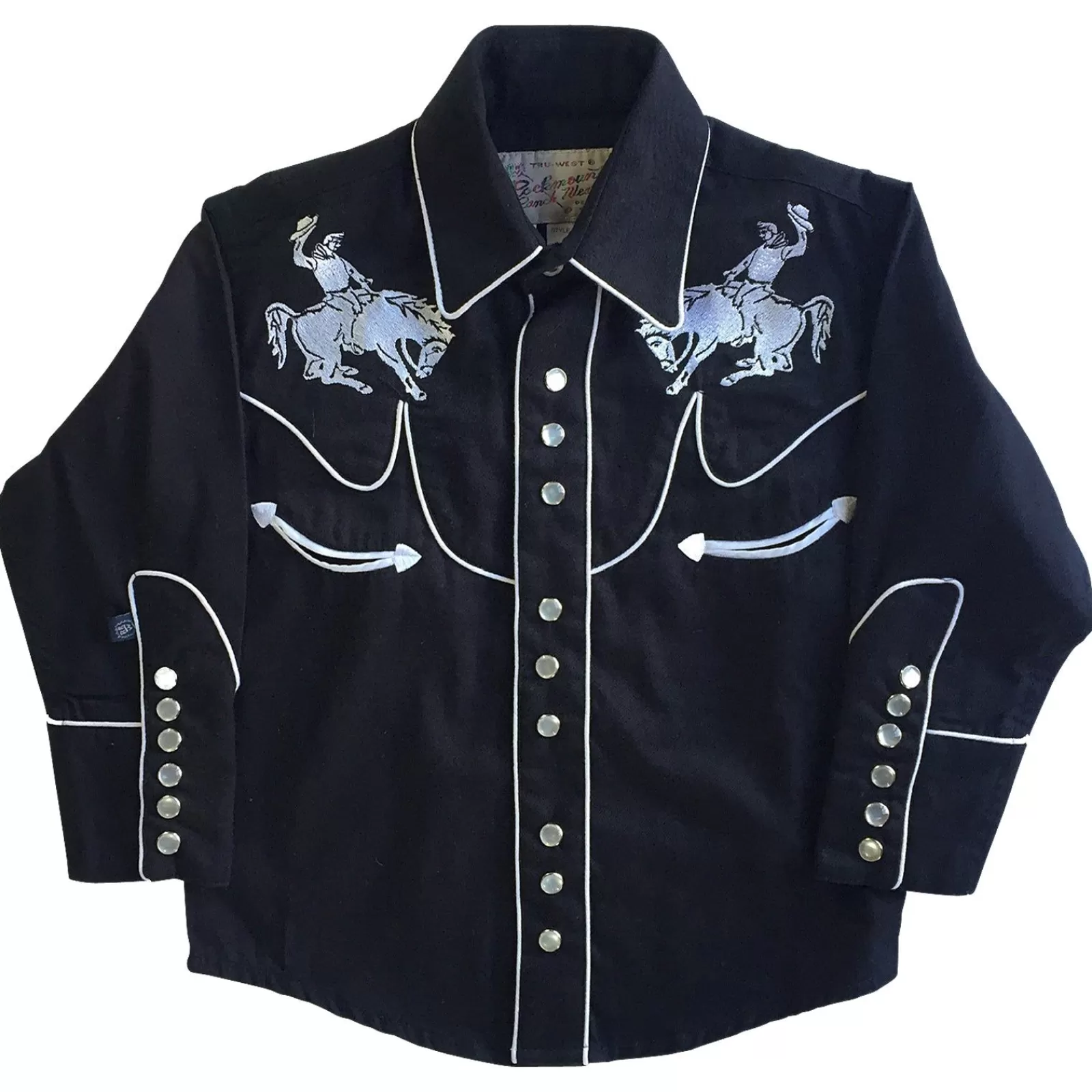 Rockmount Kid'S Embroidered Vintage Bronc Black Western Shirt Flash Sale