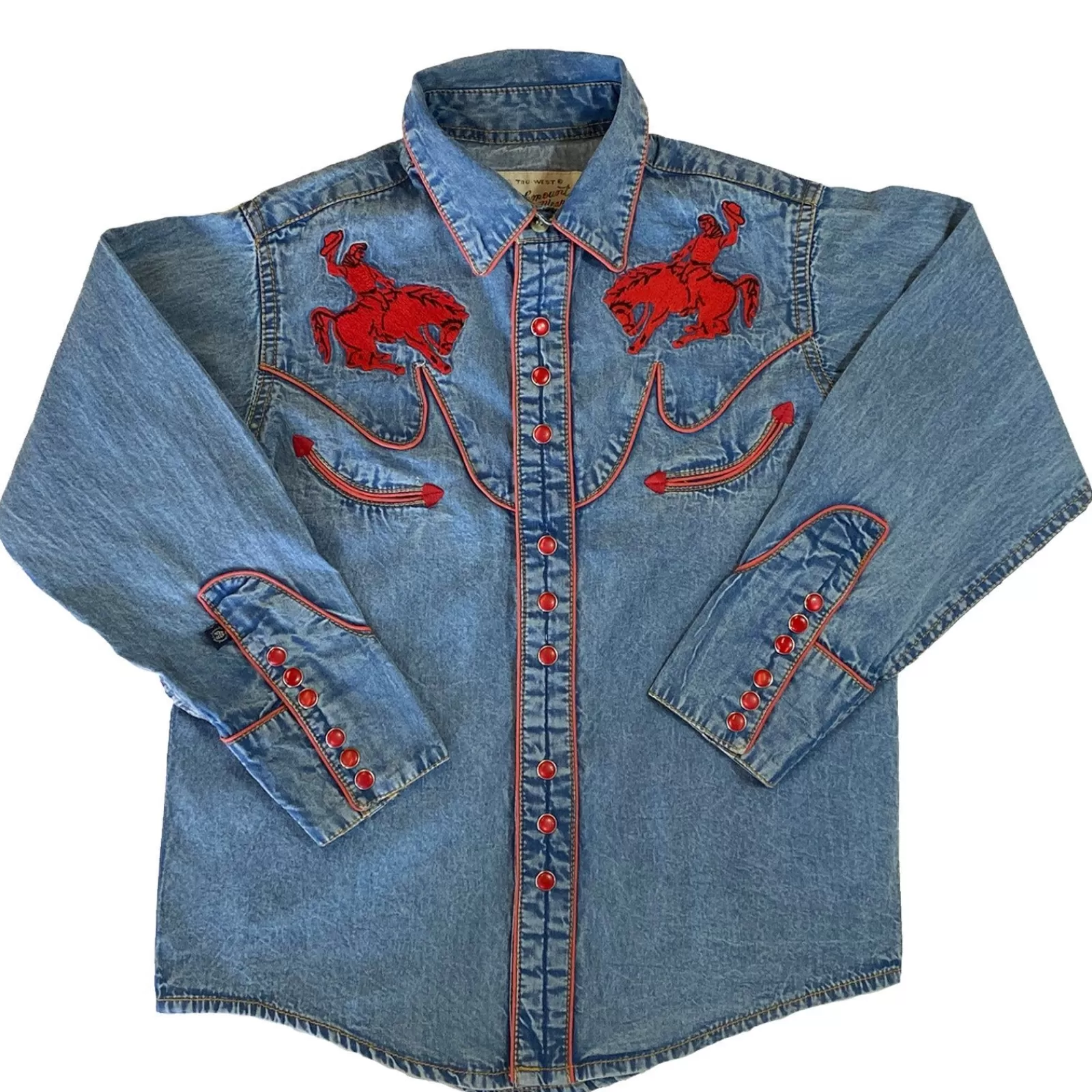 Rockmount Kid'S Embroidered Vintage Bronc Denim Western Shirt Hot