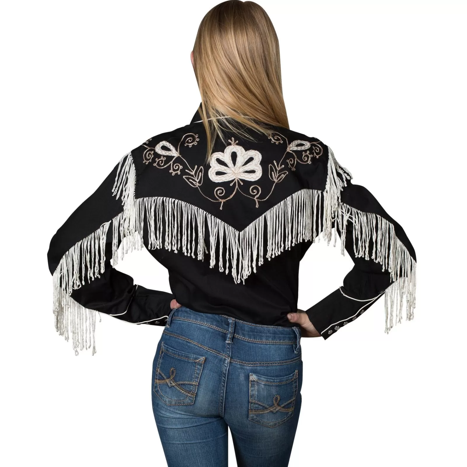Rockmount Kid'S Embroidered Vintage Fringe Black Western Shirt New