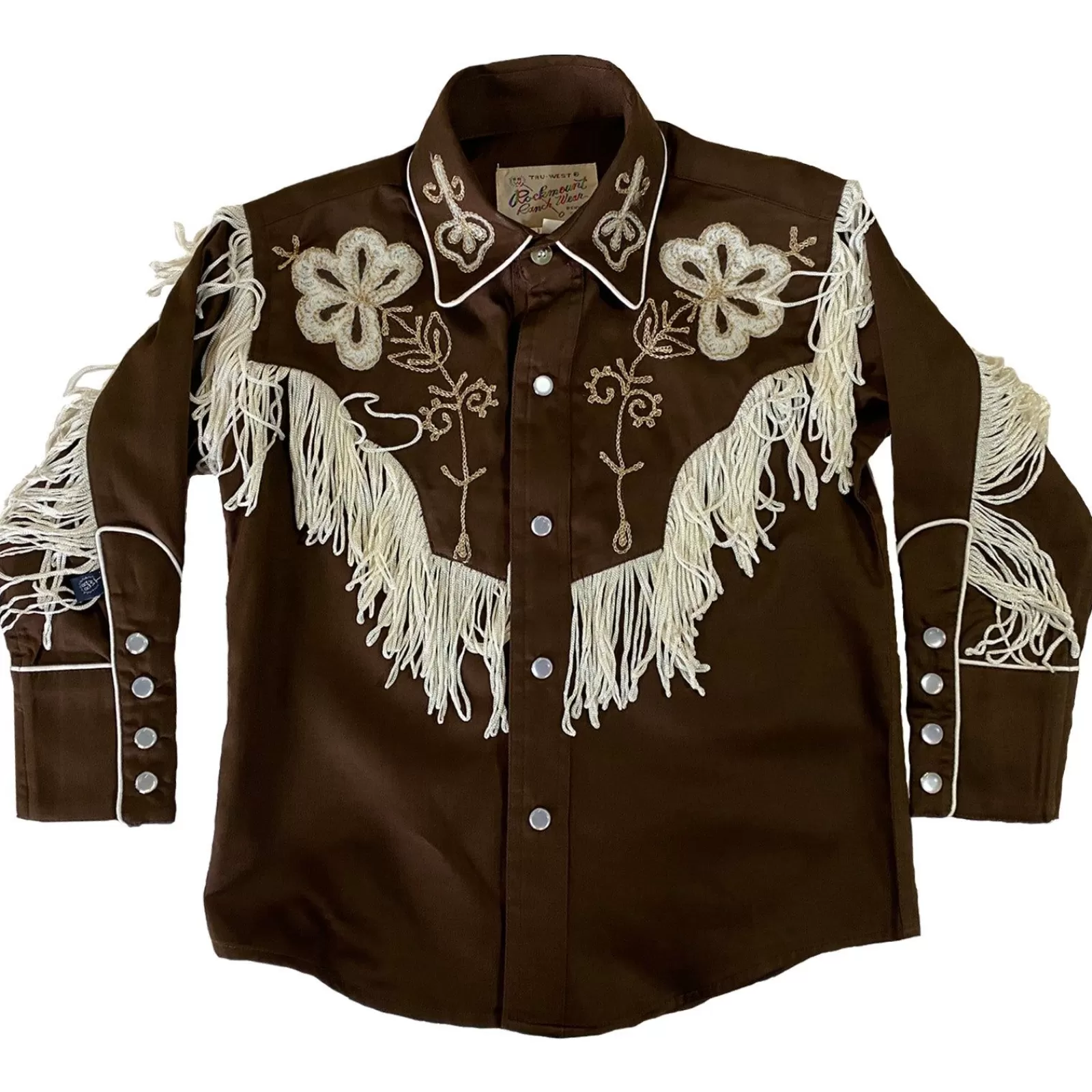Rockmount Kid'S Embroidered Vintage Fringe Brown Western Shirt Store