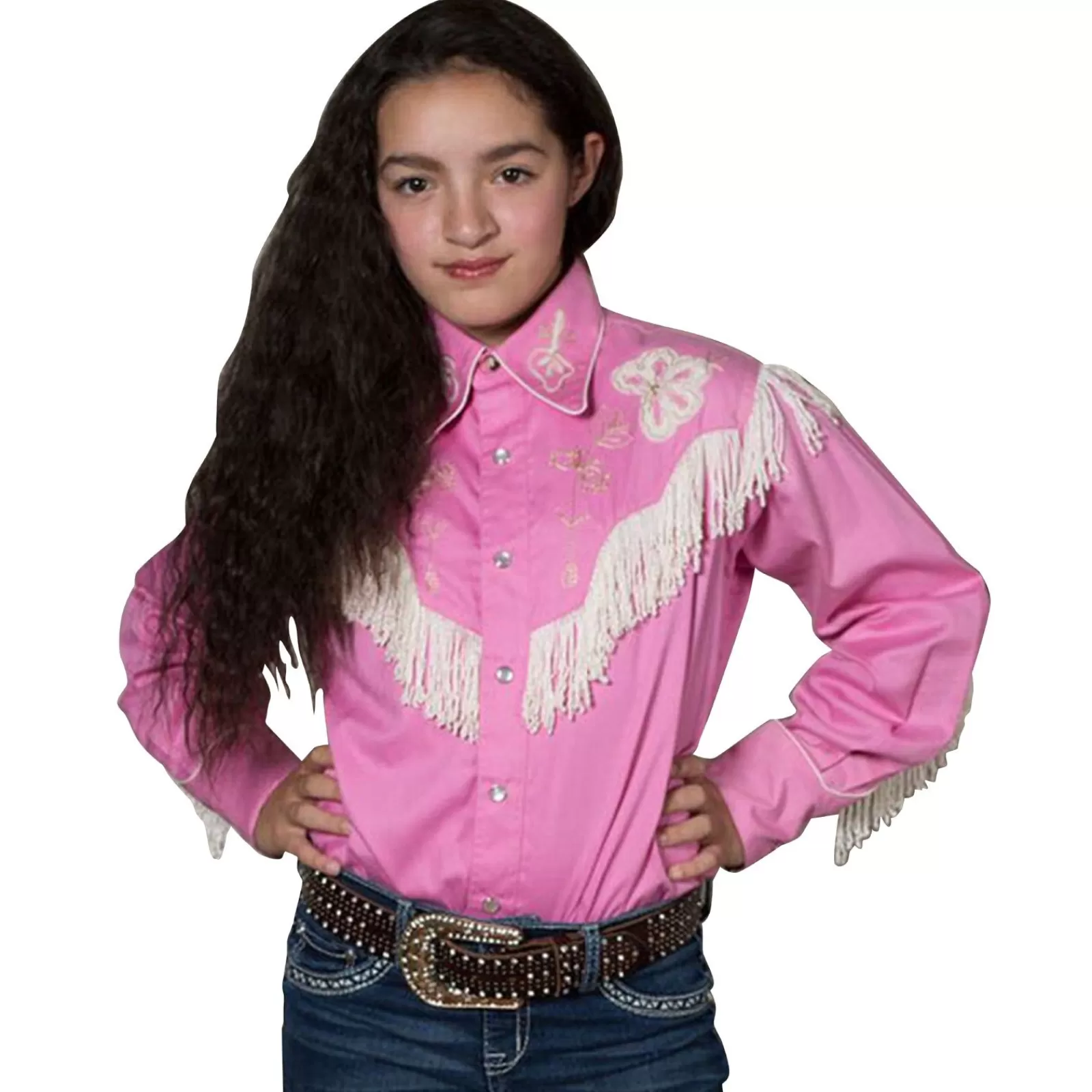 Rockmount Kid'S Embroidered Vintage Fringe Pink Western Shirt Cheap