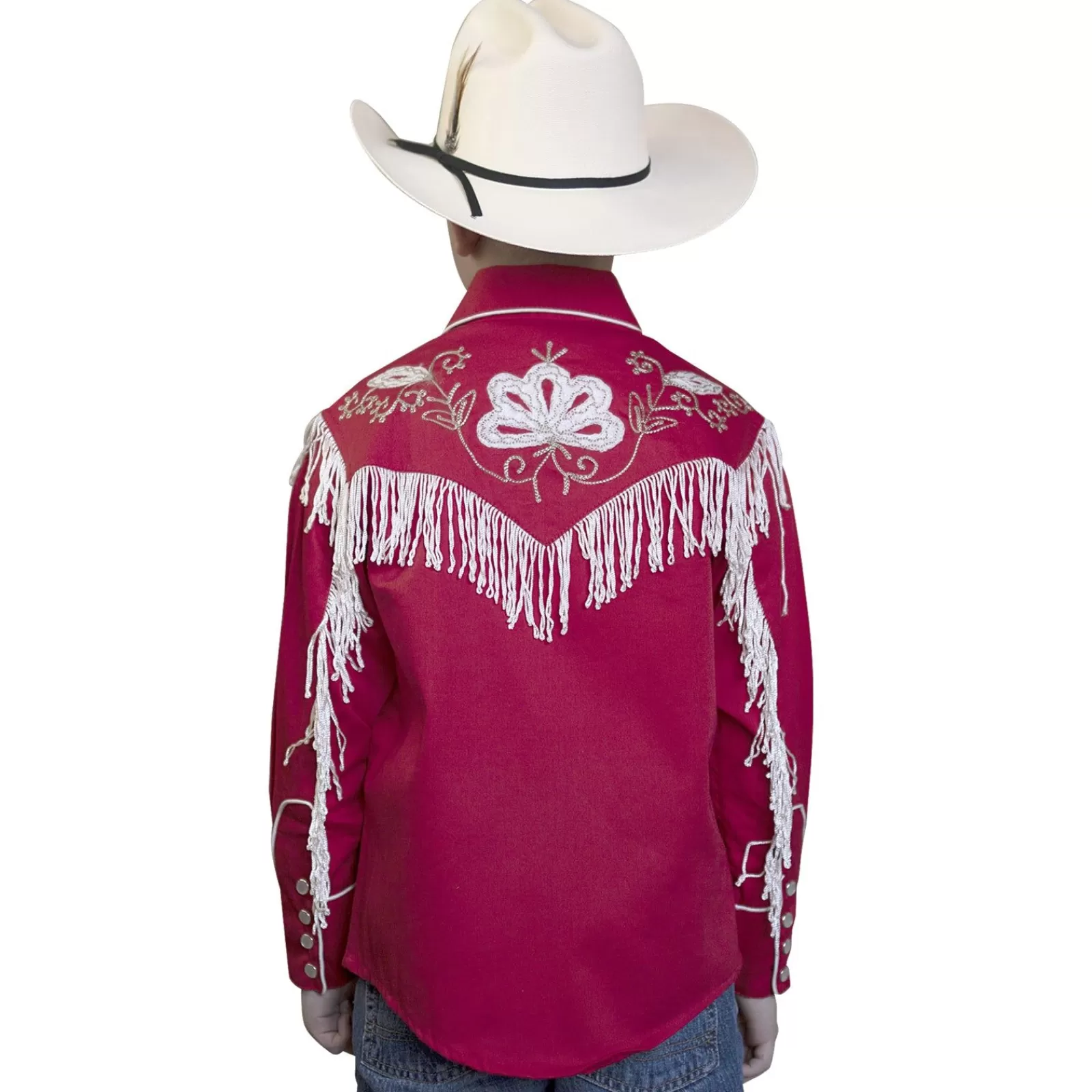 Rockmount Kid'S Embroidered Vintage Fringe Red Western Shirt Shop