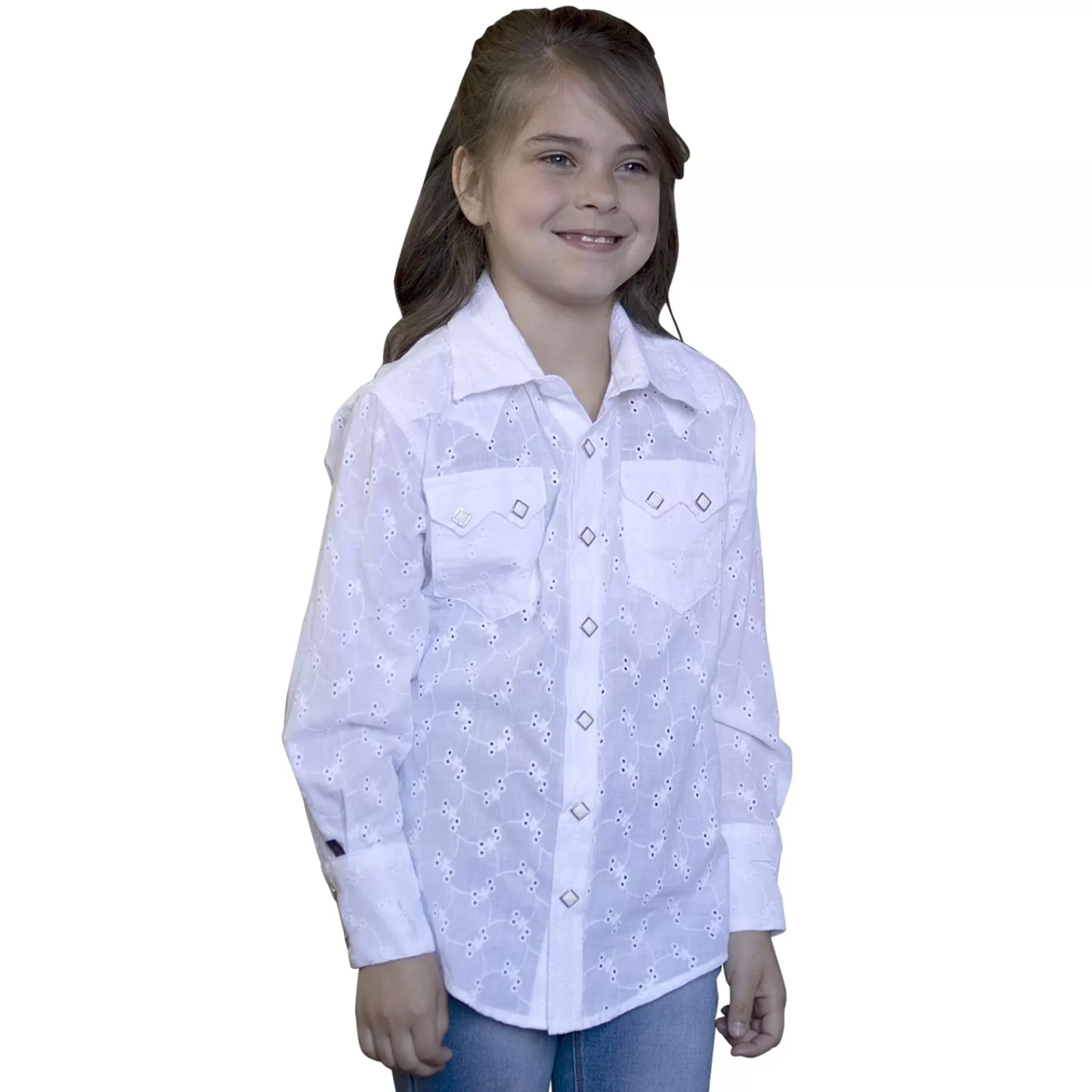 Rockmount Kid'S Plaid White Eyelet Cotton Western Shirt Flash Sale