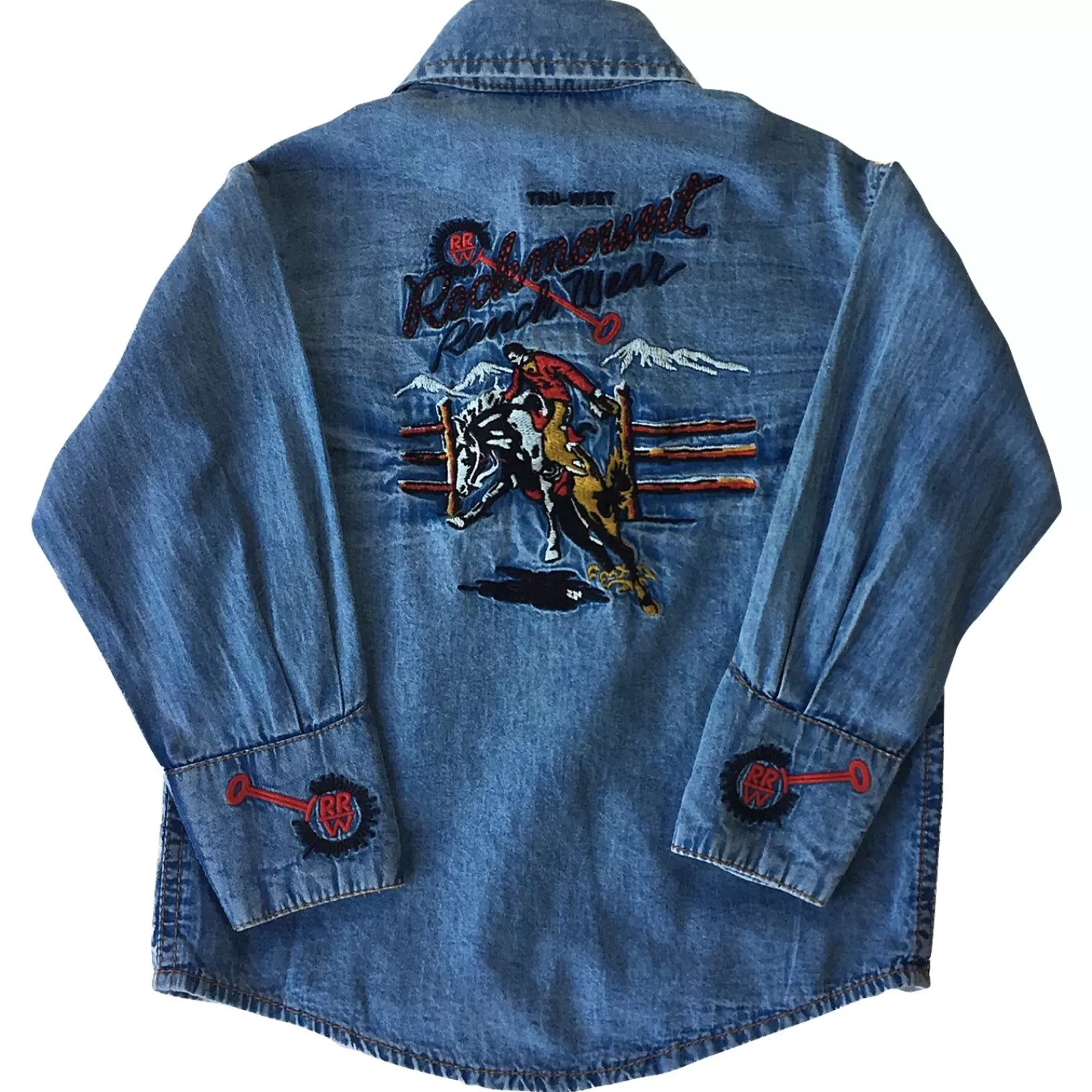 Rockmount Kid'S Bronc Vintage Embroidery Western Shirt In Denim Cheap