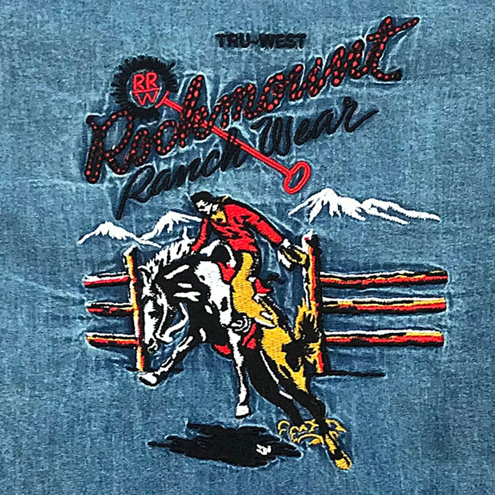 Rockmount Kid'S Bronc Vintage Embroidery Western Shirt In Denim Best