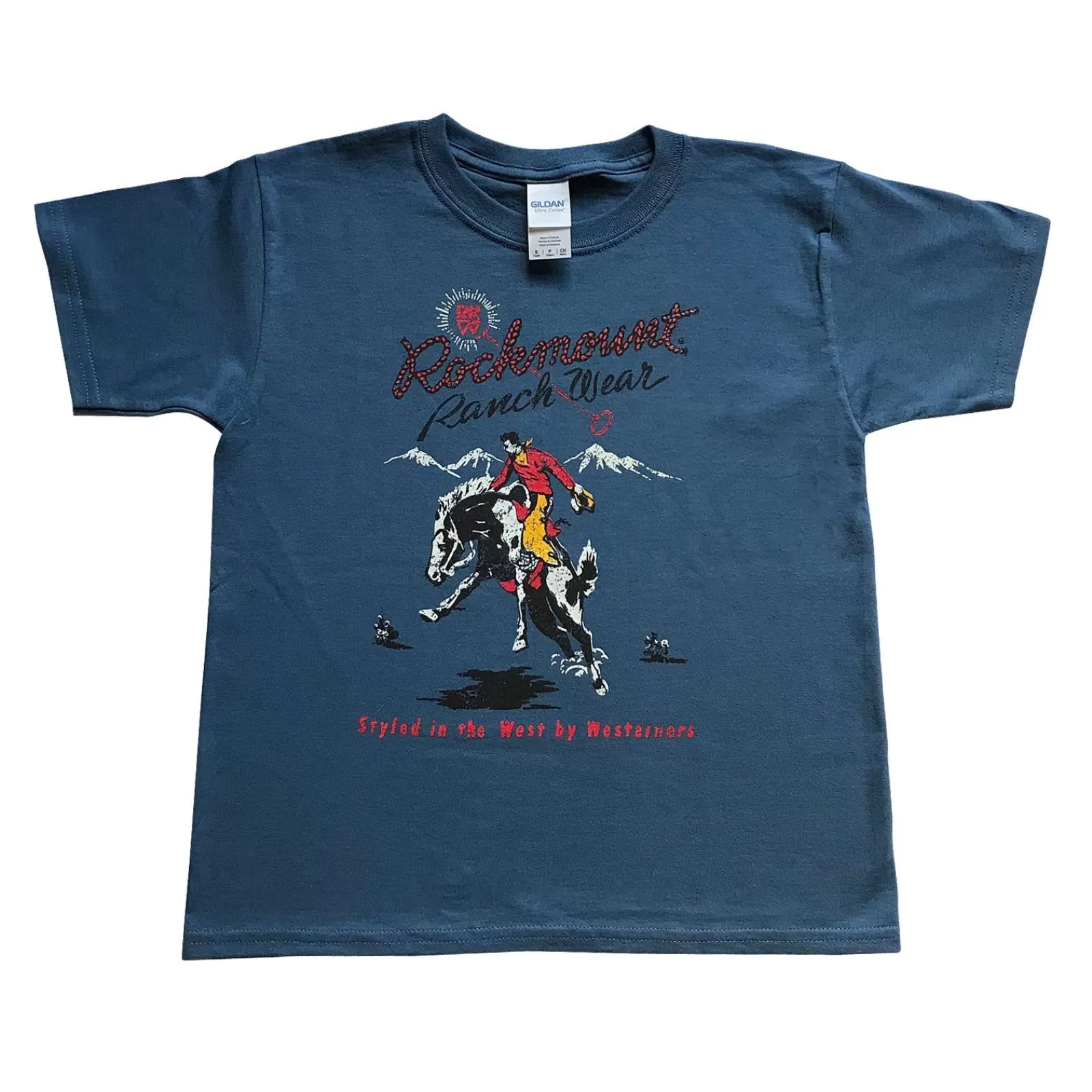 Rockmount Kid'S Denim Bronc 100% Cotton Western T-Shirt Clearance