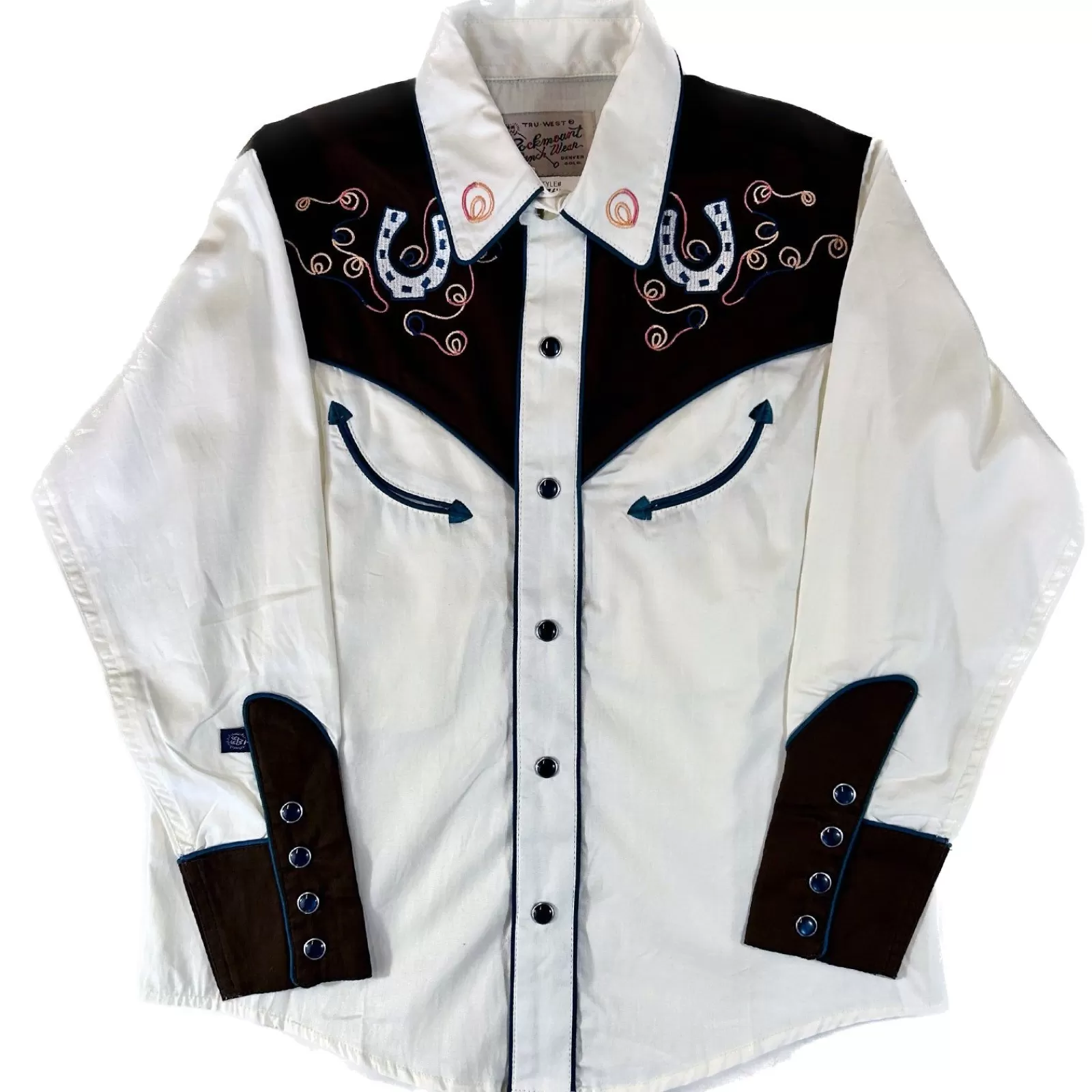 Rockmount Kid'S Vintage 2 Tone Floral Horseshoe Embroidery Fashion