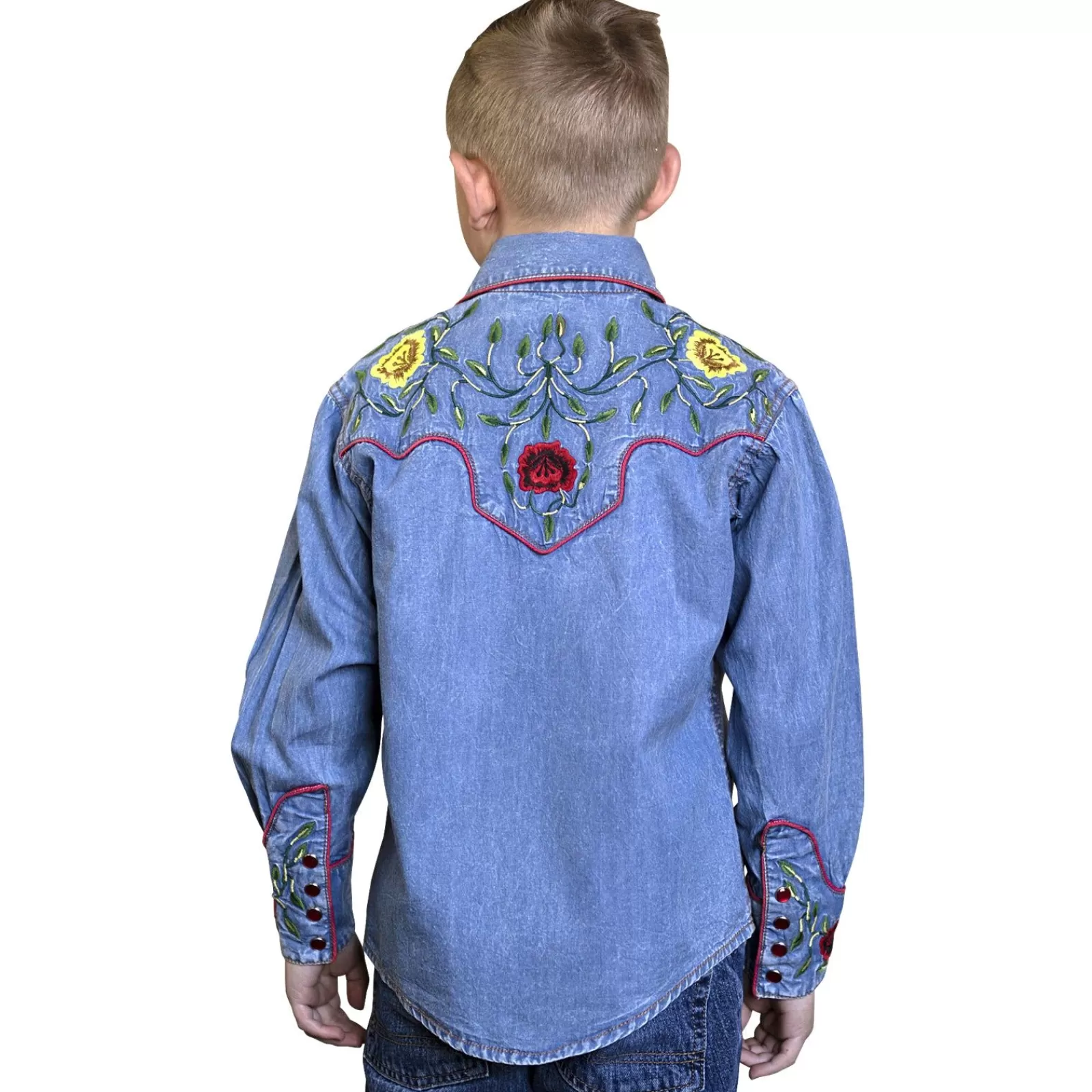 Rockmount Kid'S Vintage Floral Embroidery Denim Western Shirt Discount