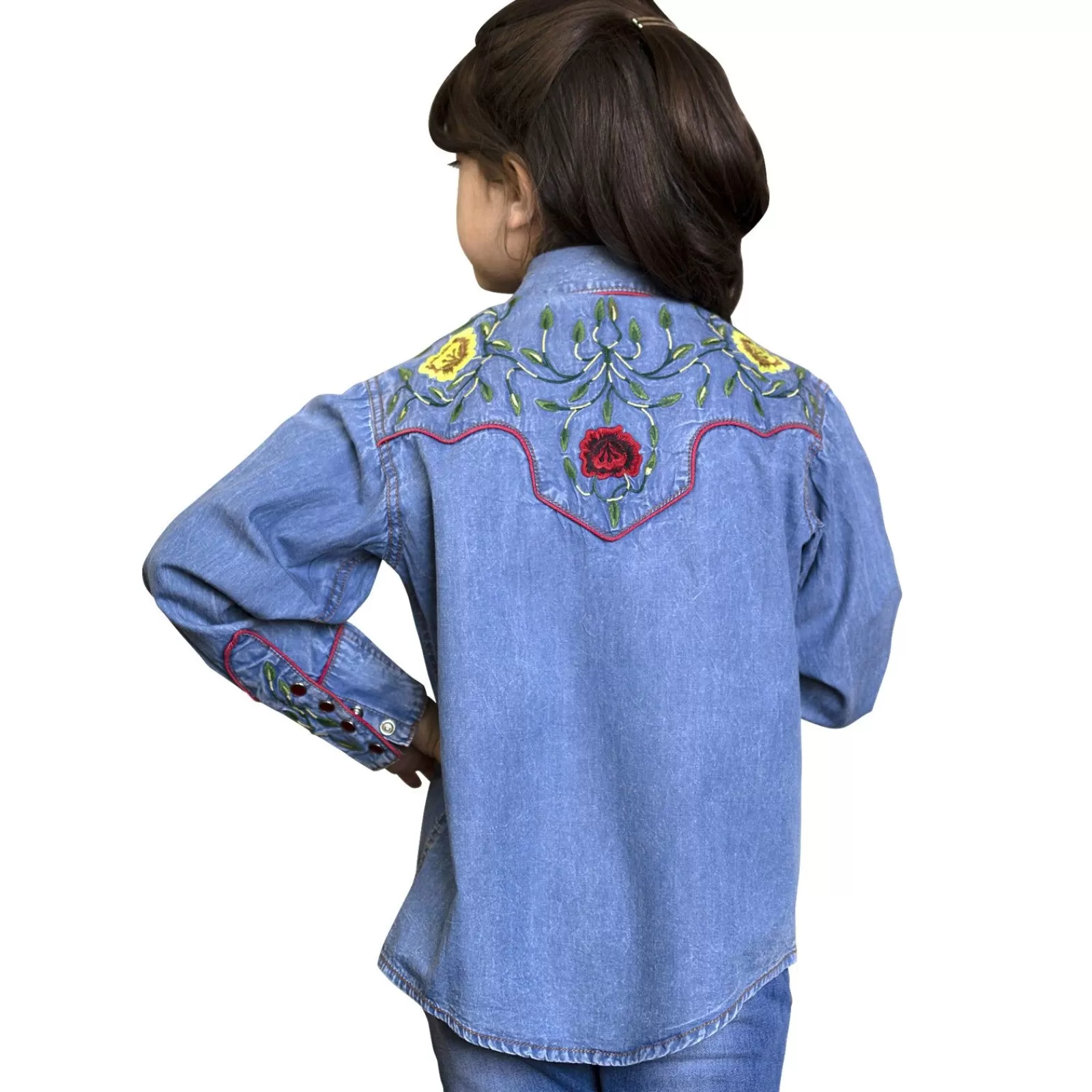 Rockmount Kid'S Vintage Floral Embroidery Denim Western Shirt Discount