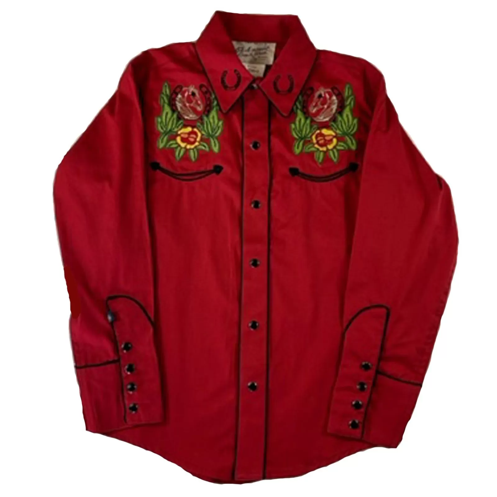 Rockmount Kid'S Vintage Horse Head & Floral Embroidered Western Shirt In Coral Best Sale