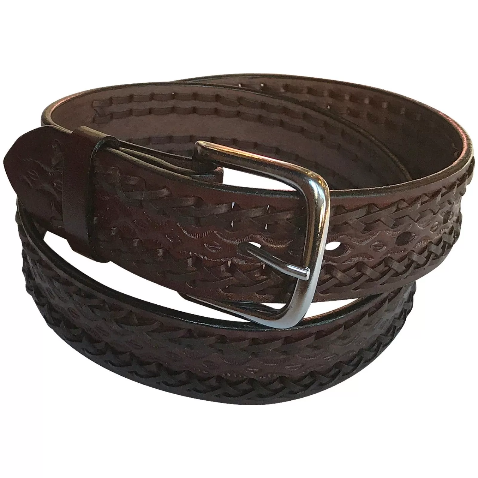 Rockmount Laced & Tooled Genuine Brown Leather Western Belt Flash Sale