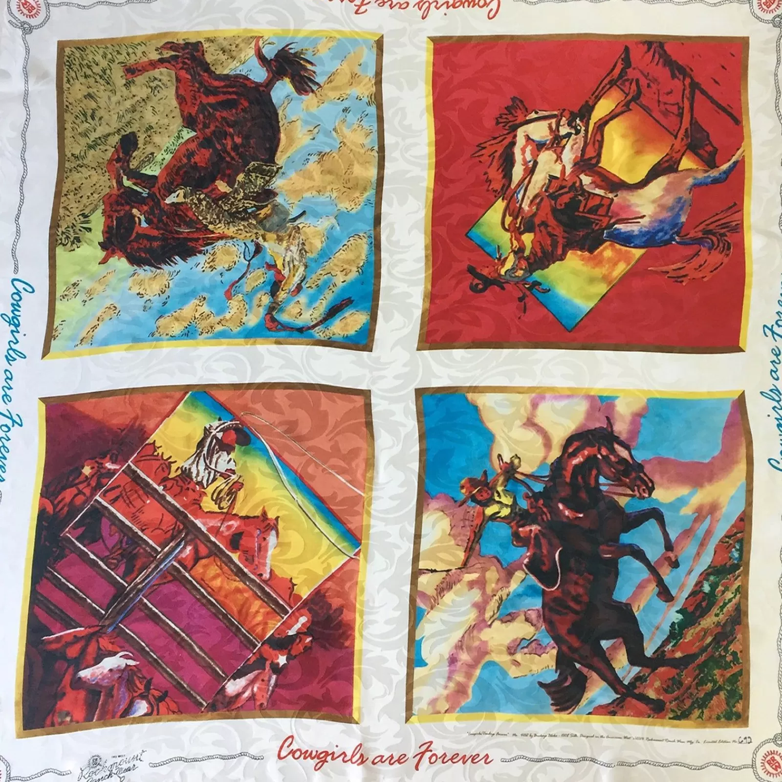 Rockmount Limited-Edition Cowboys & Cowgirls Forever Silk Scarf By Buckeye Blake Fashion