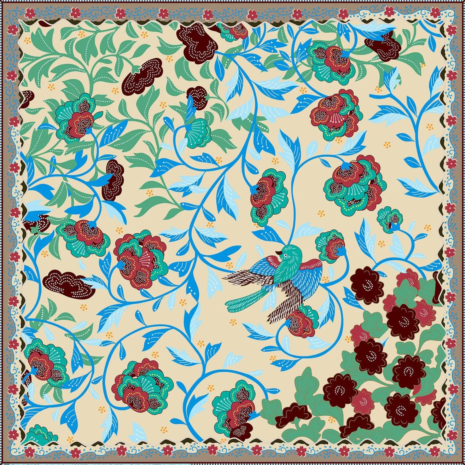 Rockmount Limited-Edition Floral & Swallow Silk Scarf By Buffalo Bill New