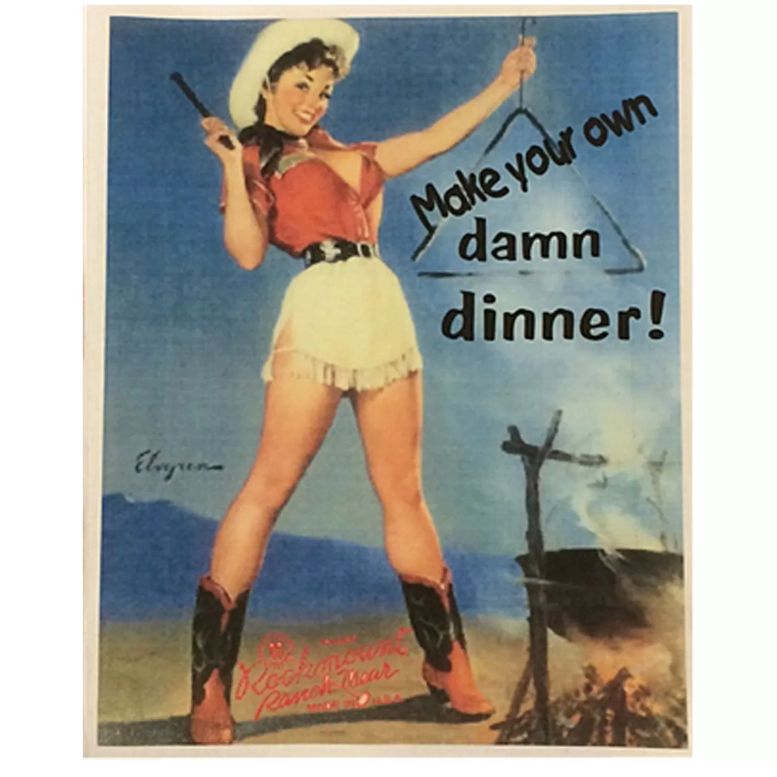 Rockmount Make Your Own Damn Dinner Western Tea Towel Cheap