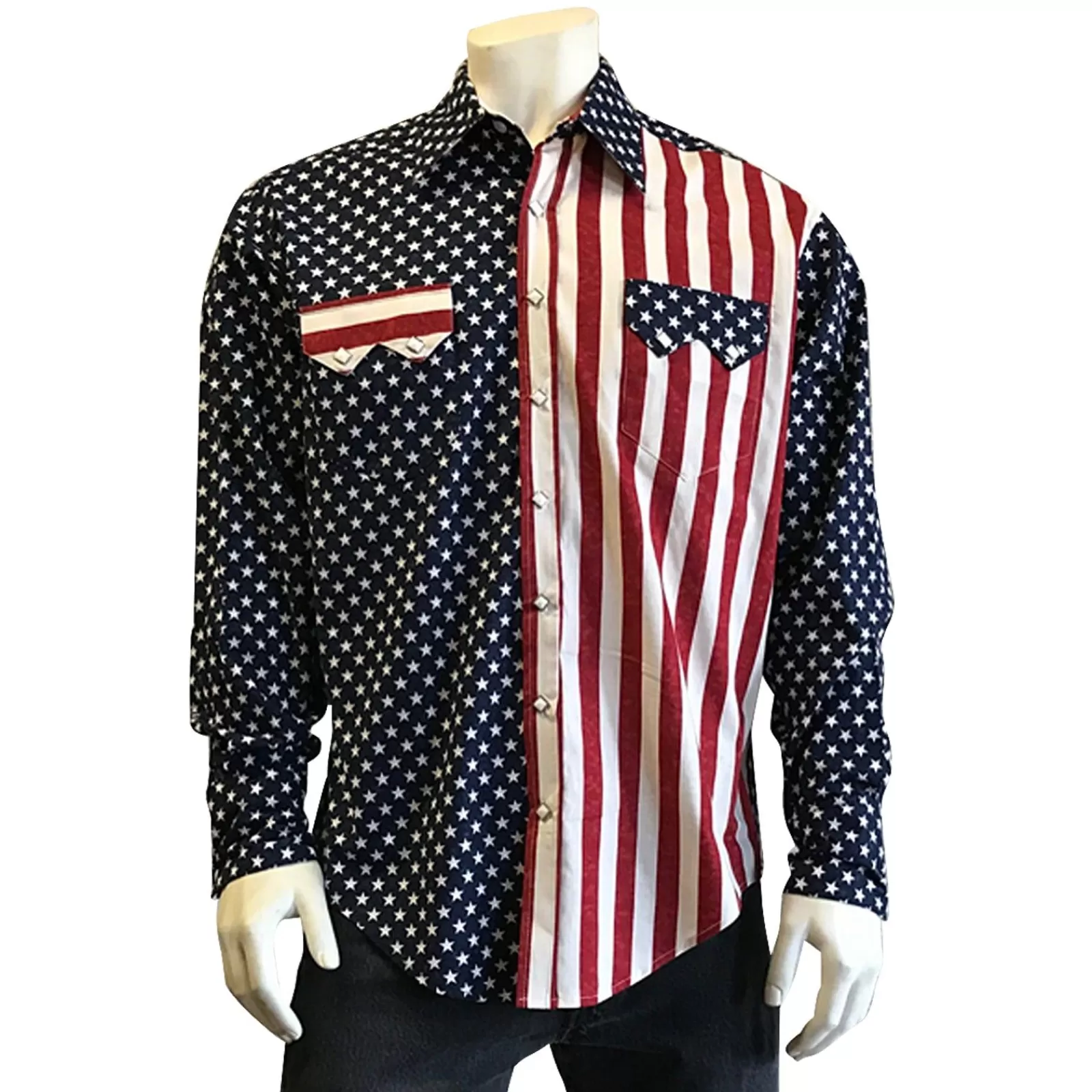 Rockmount Men'S 2-Tone American Flag Print Western Shirt Discount