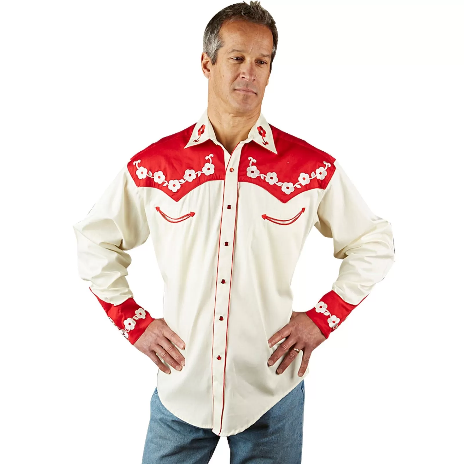 Rockmount Men'S 2-Tone Elvis Loving You Floral Embroidery Western Shirt Store